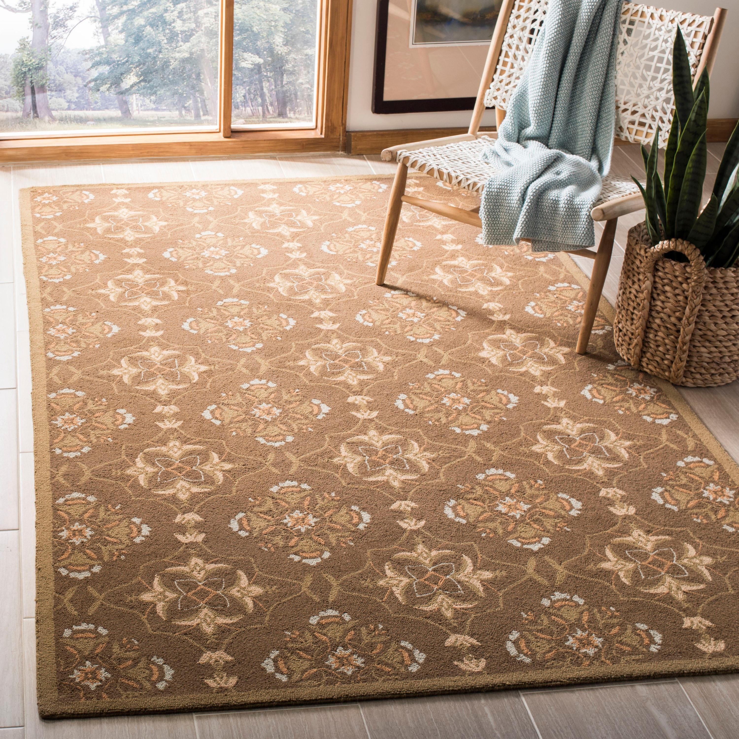 SAFAVIEH Chelsea Jamison Geometric Wool Area Rug, Brown/Green, 6' x 9'