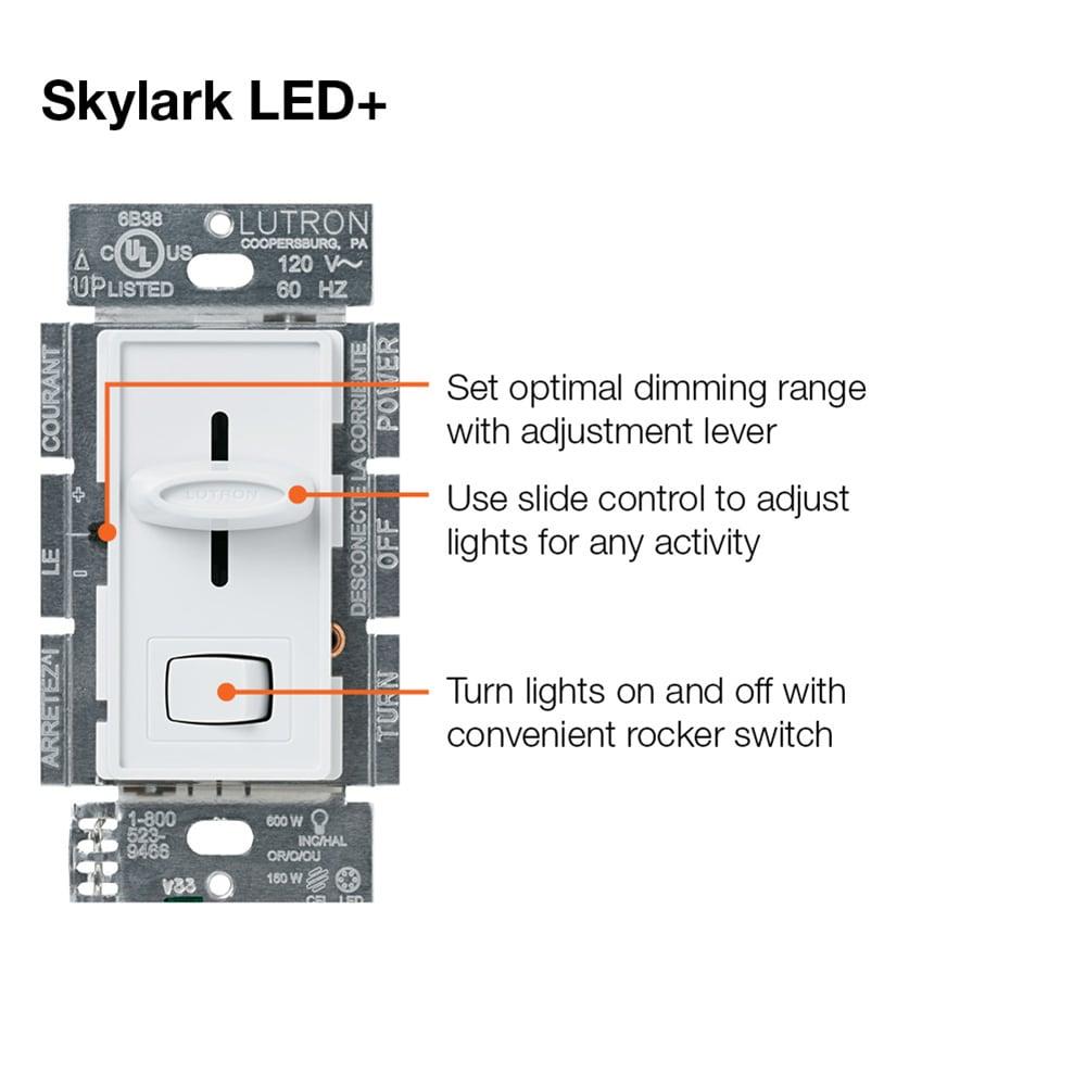 Lutron Skylark White 150 W 3-Way Dimmer Switch 1 pk