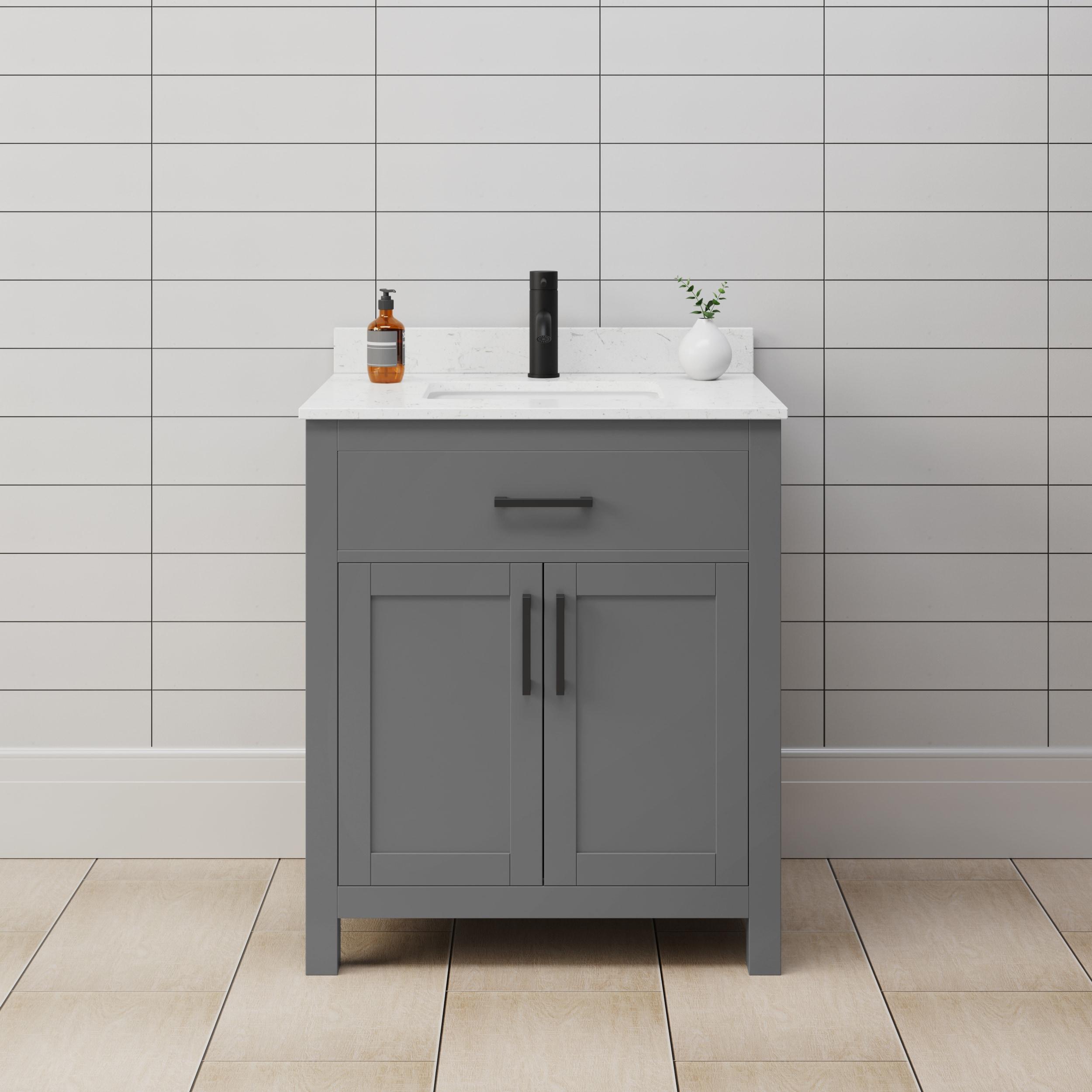 Wyndham Collection Beckett 30" Freestanding Single Bathroom Vanity with Cultured Marble Top