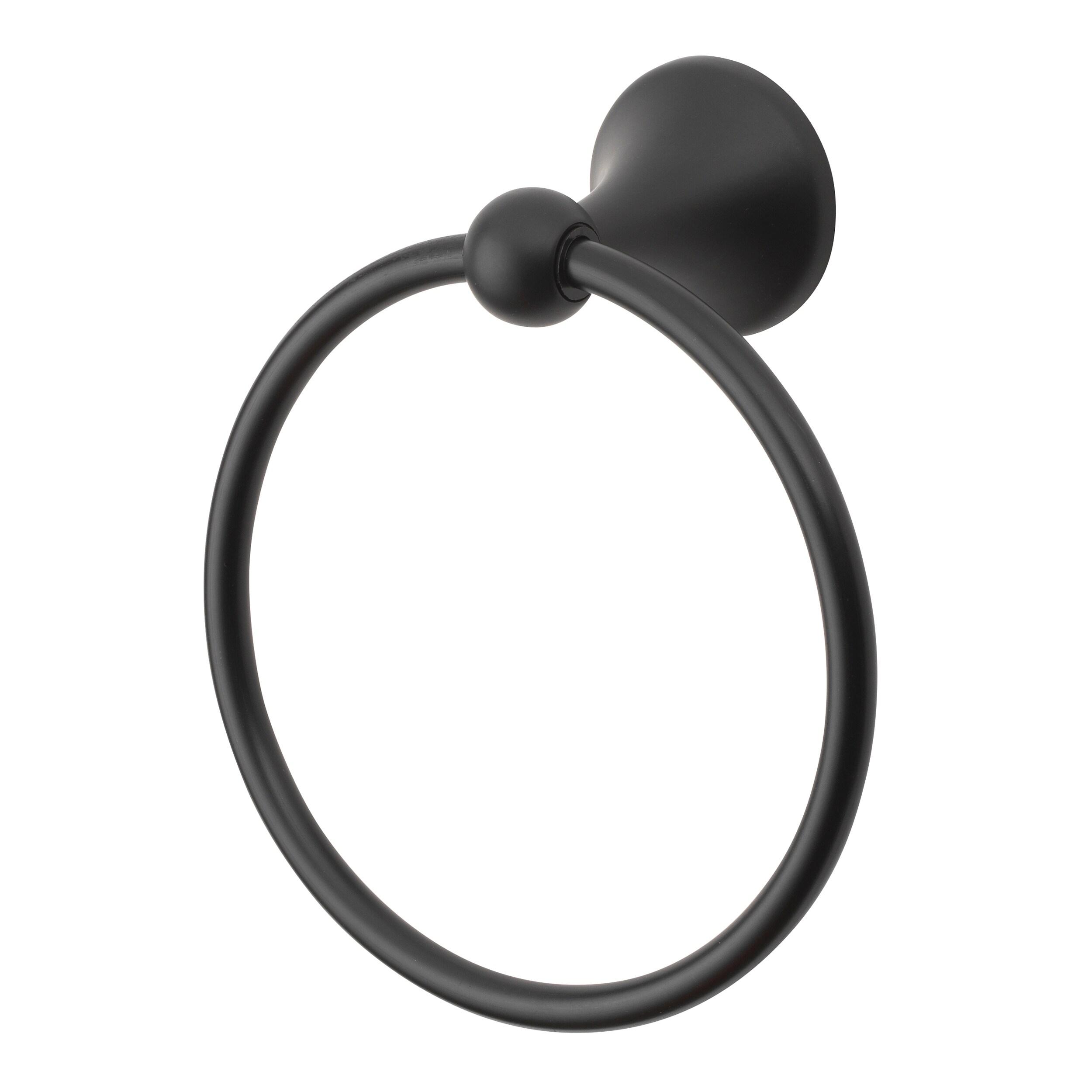 Matte Black 4-Pieces Brass Bathroom Hardware Accessory Set with Towel Bar, Towel Ring, Toilet Paper Holder and Robe Hook Includes