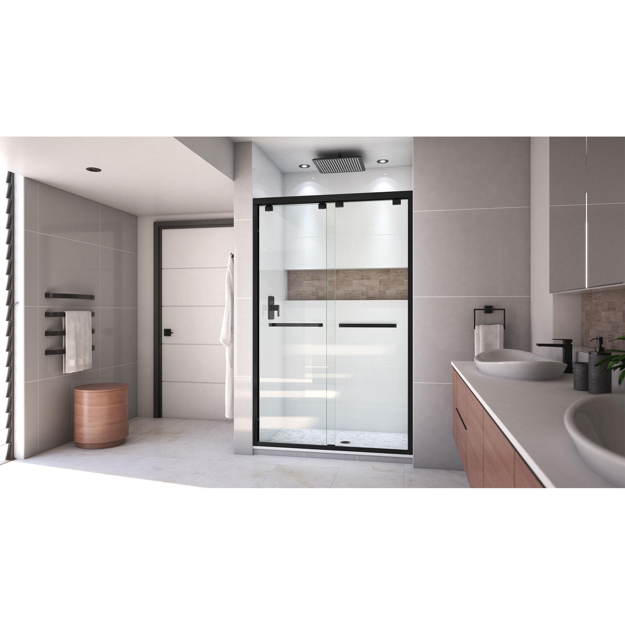 DreamLine Encore 44-48 in. W x 76 in. H Semi-Frameless Bypass Shower Door in Satin Black