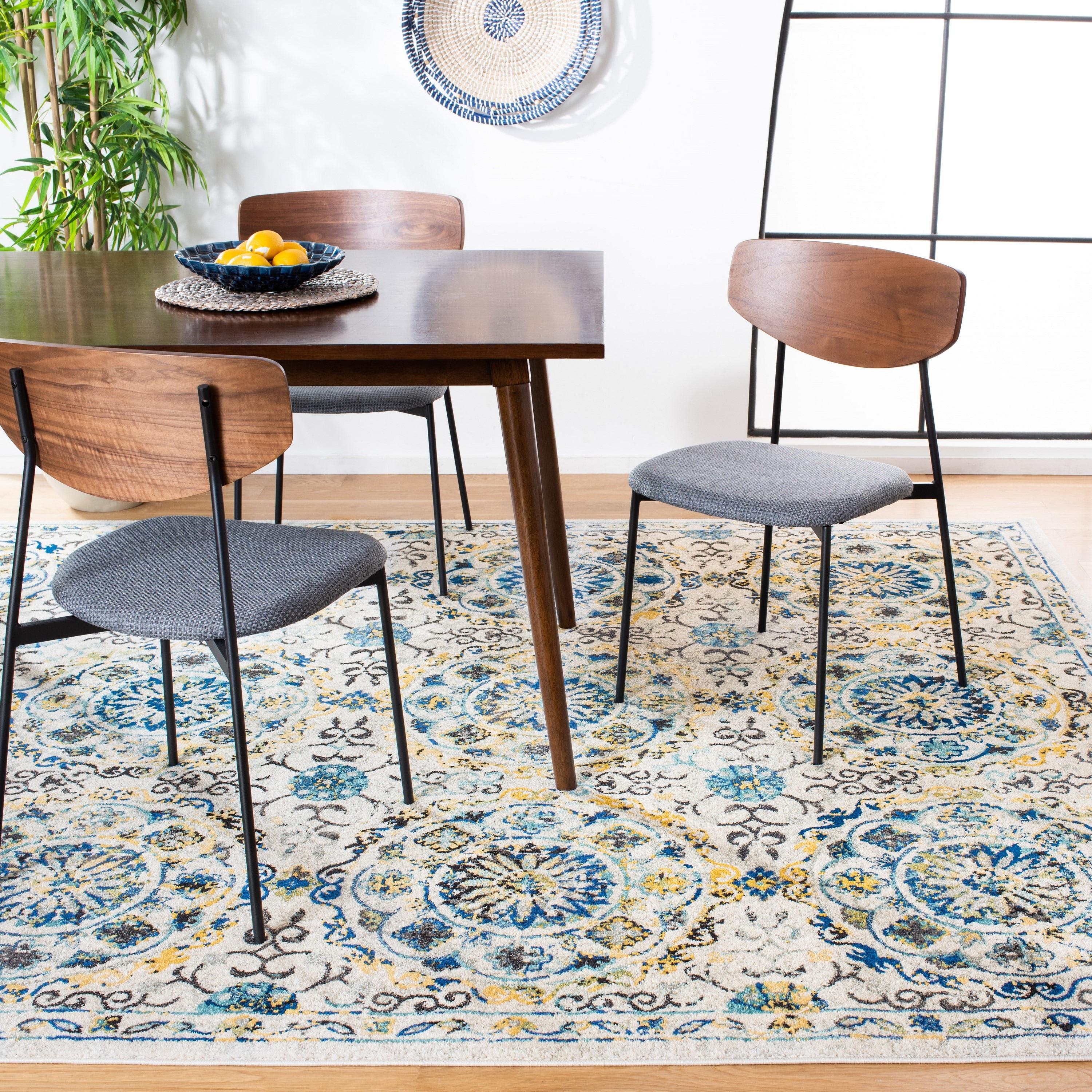 SAFAVIEH Evoke Rado Bordered Area Rug, Ivory/Blue, 9' x 12'
