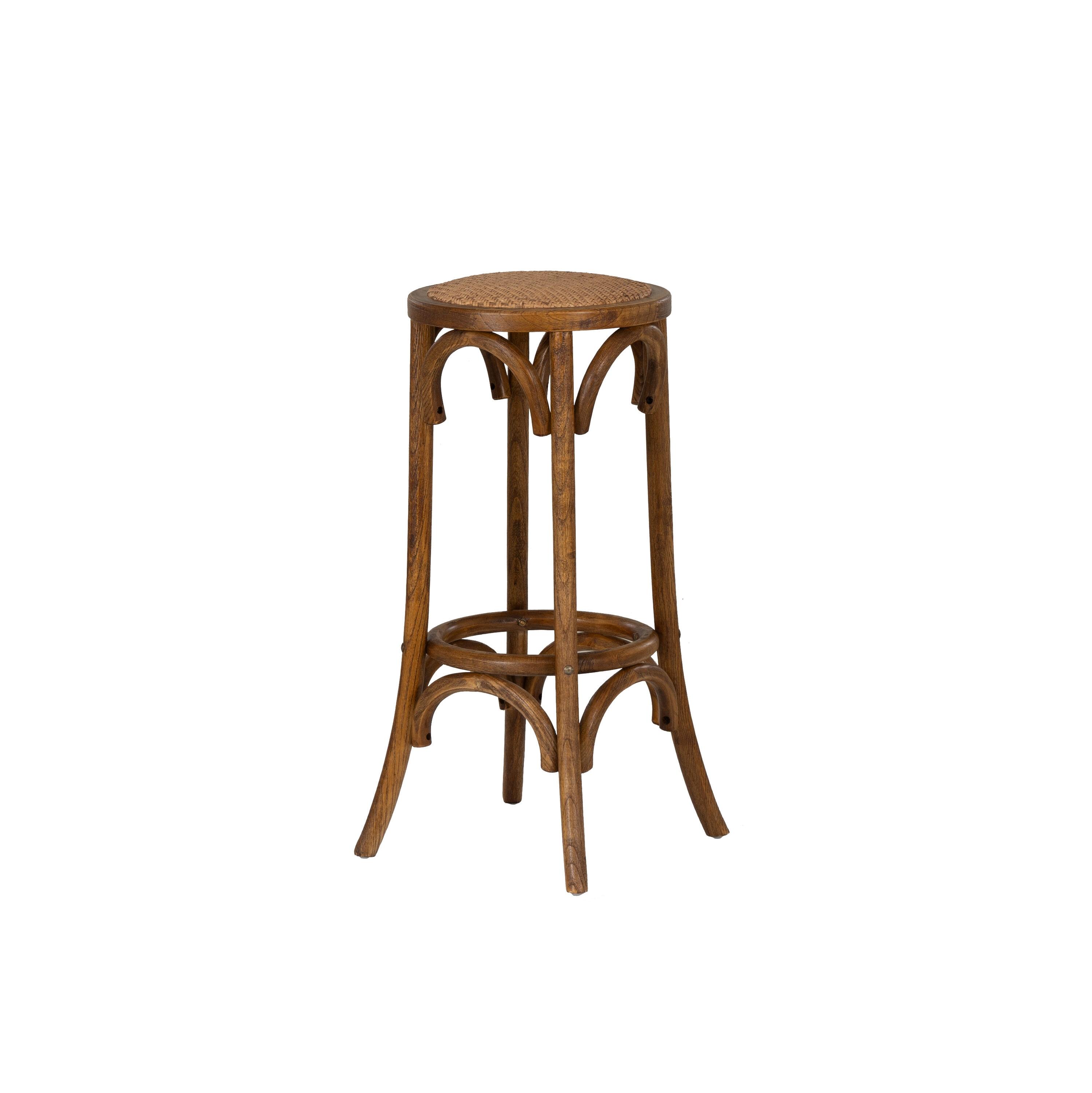 Dovecove Fredericksburg Round Rattan Seat Counter Stool with Solid Wood Frame