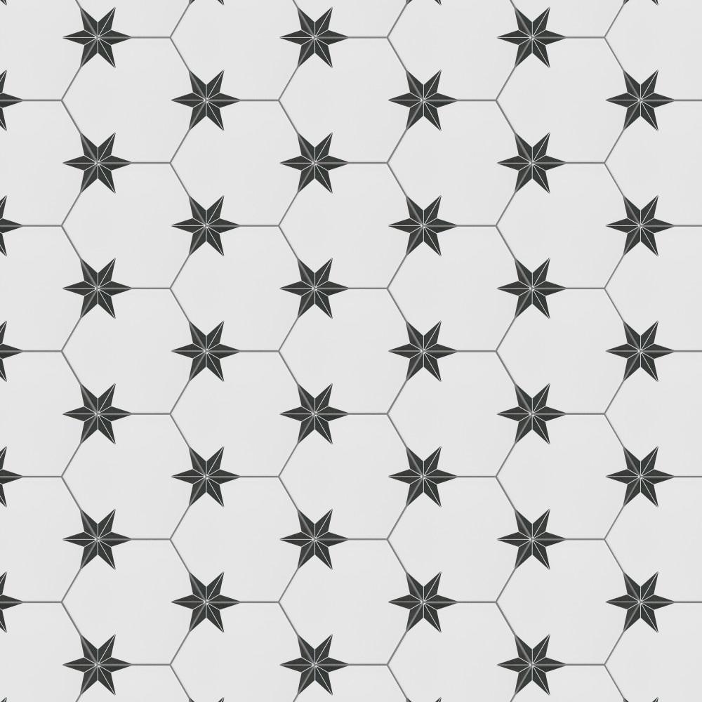 Stella Hex 9" x 10" Porcelain Patterned Wall & Floor Tile