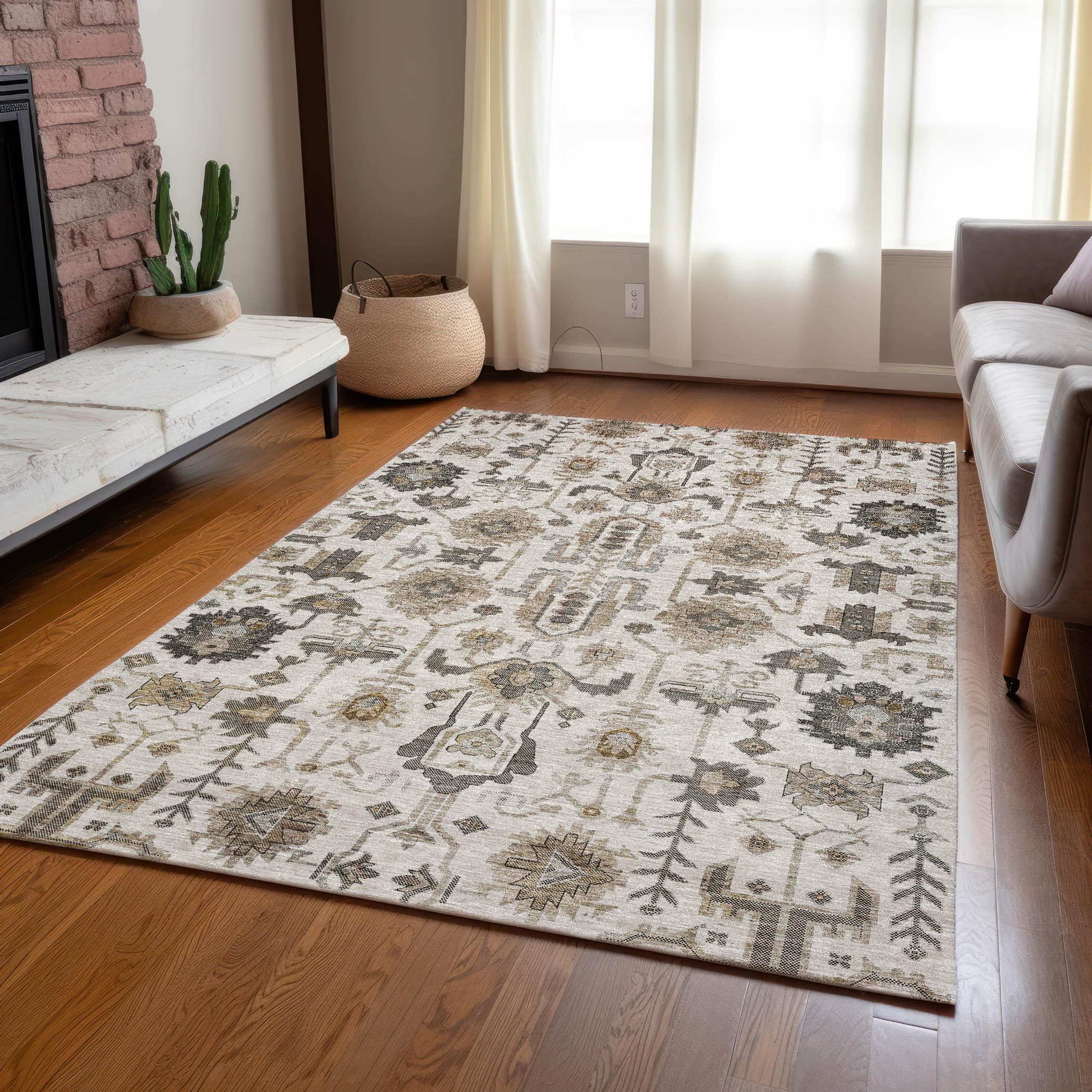 Addison Rugs Chantille Indoor/Outdoor Traditional Oriental Ivory Washable Rectangle Rug, 2'6" x 3'10"