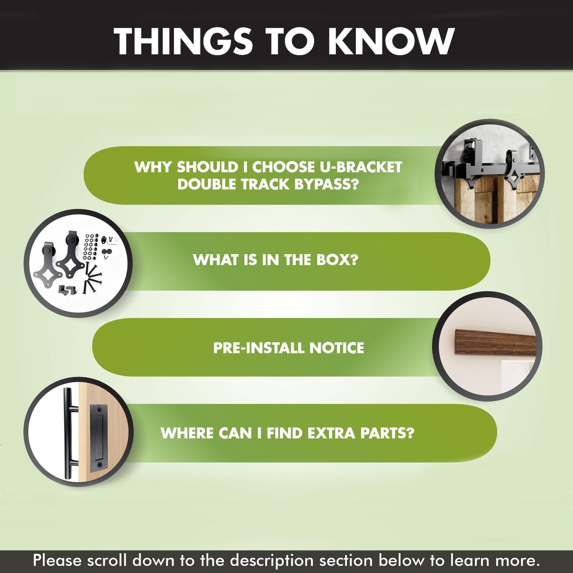 Homacer Black Rustic Diamond Design Double Track Bypass Barn Door Hardware Kit For Two Use( Door Not Included)