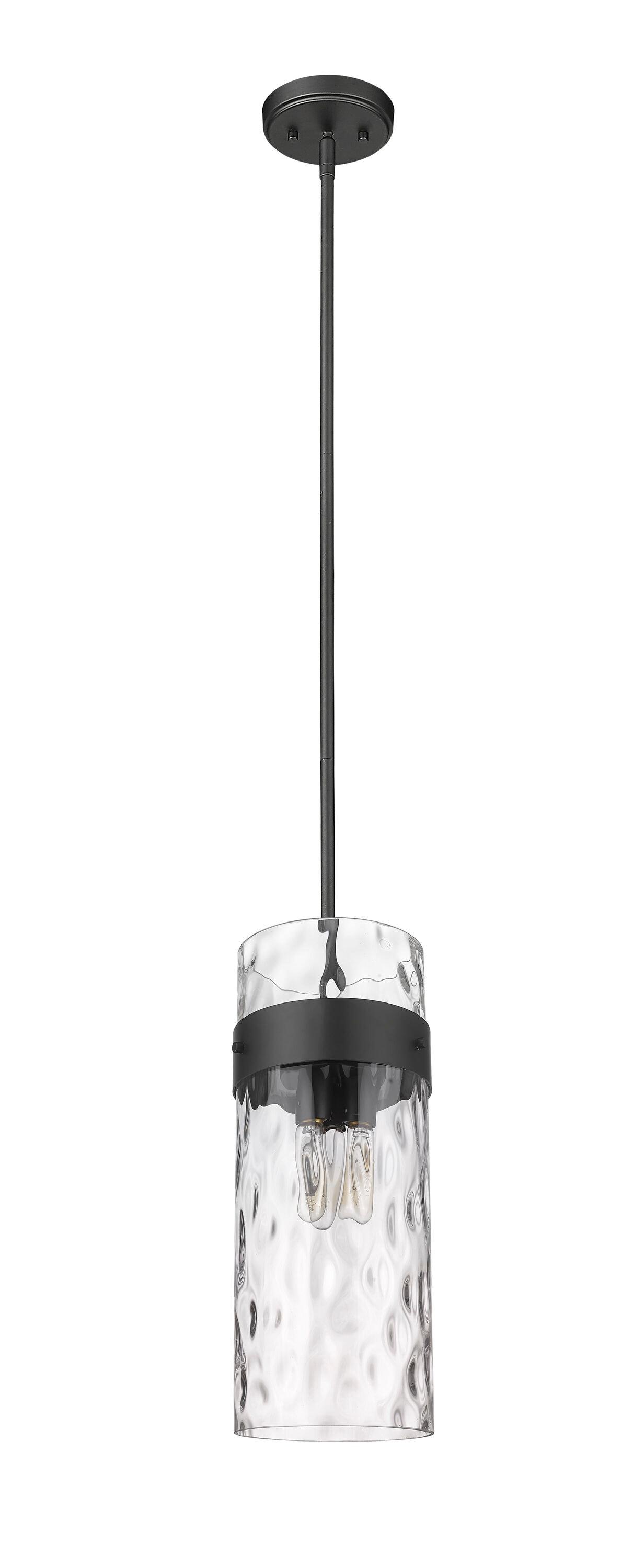 Matte Black and Clear Glass 3-Light Pendant