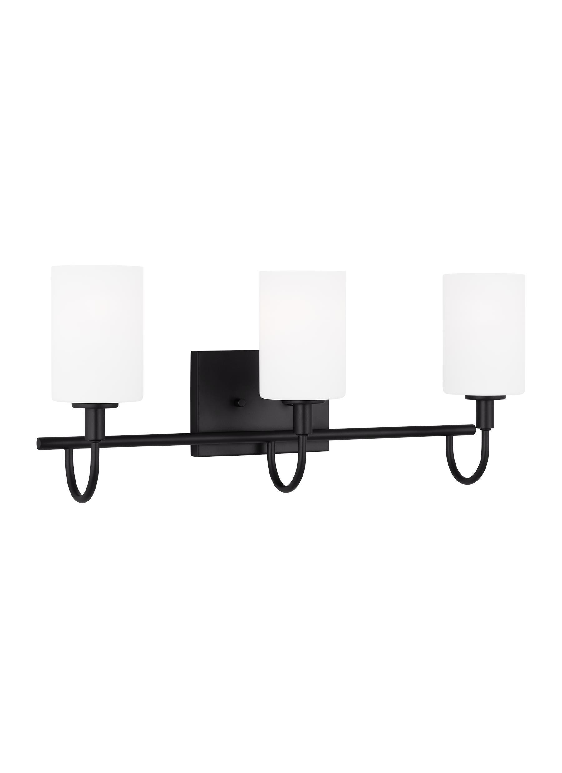 Midnight Black Oak Moore 3-Light Vanity with Etched White Glass