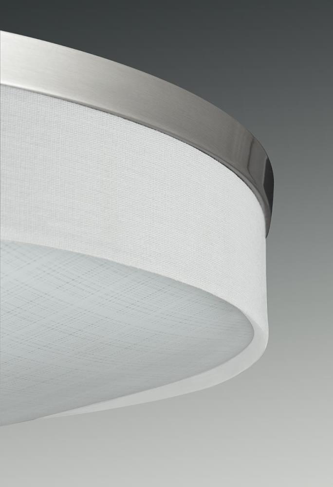 Progress Lighting, Weaver Collection, 2-Light Flush Mount, Brushed Nickel, Linen Drum Shade