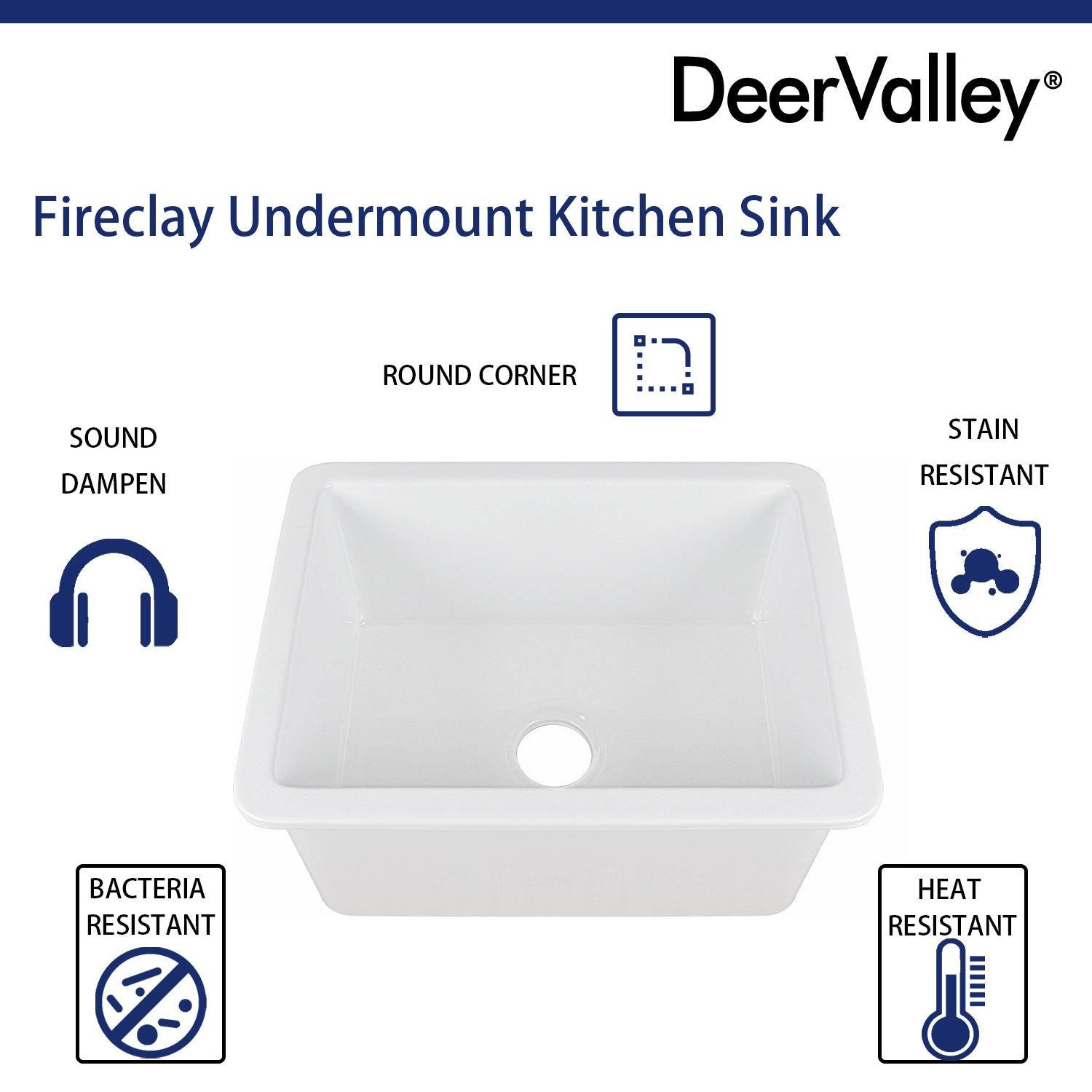 24" L x 19" W Rectangular White Fireclay Undermount Kitchen Sink with Basket Strainer and Sink Grid
