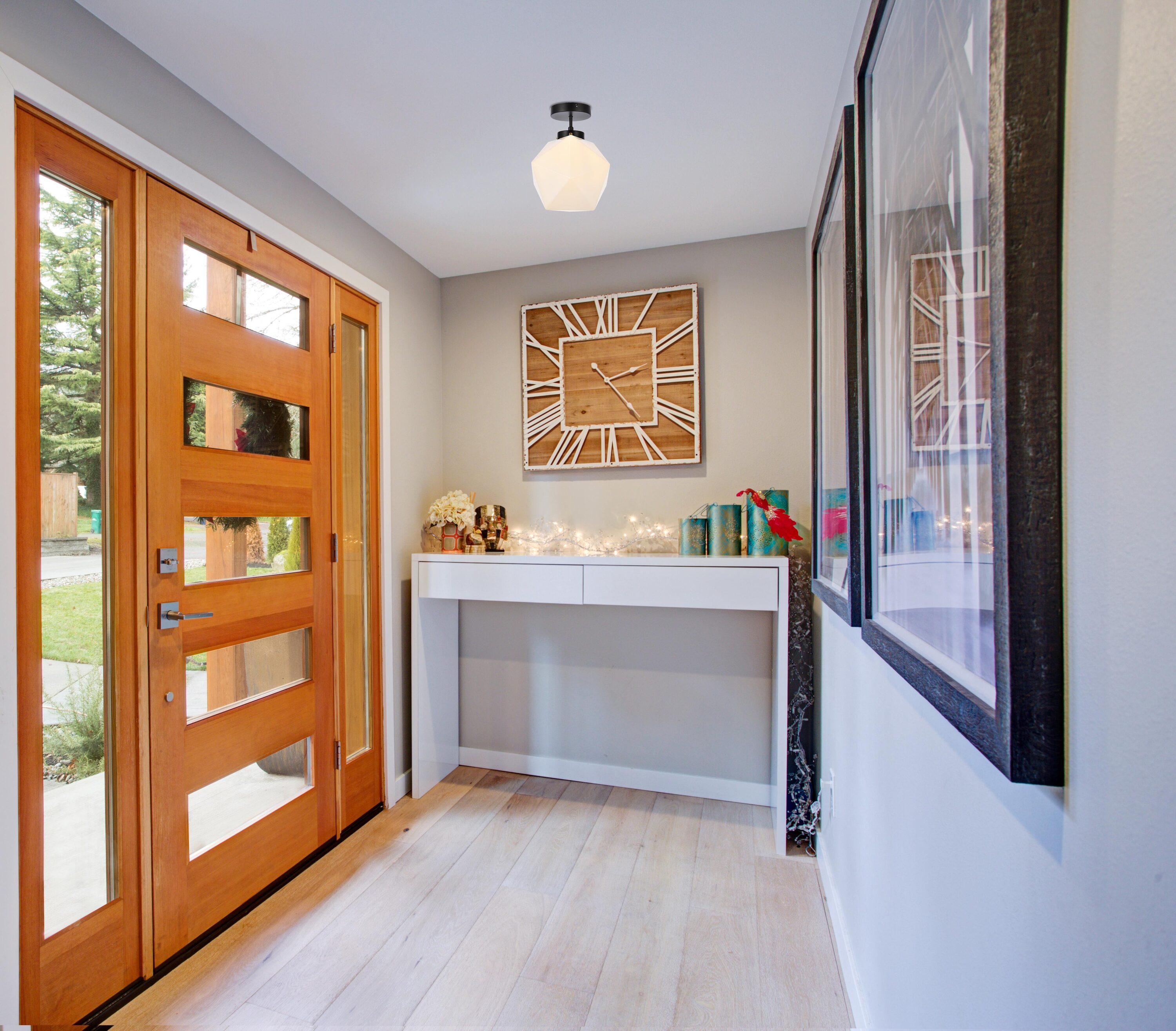 Elegant Lighting Lawrence 1 light black and white glass flush mount