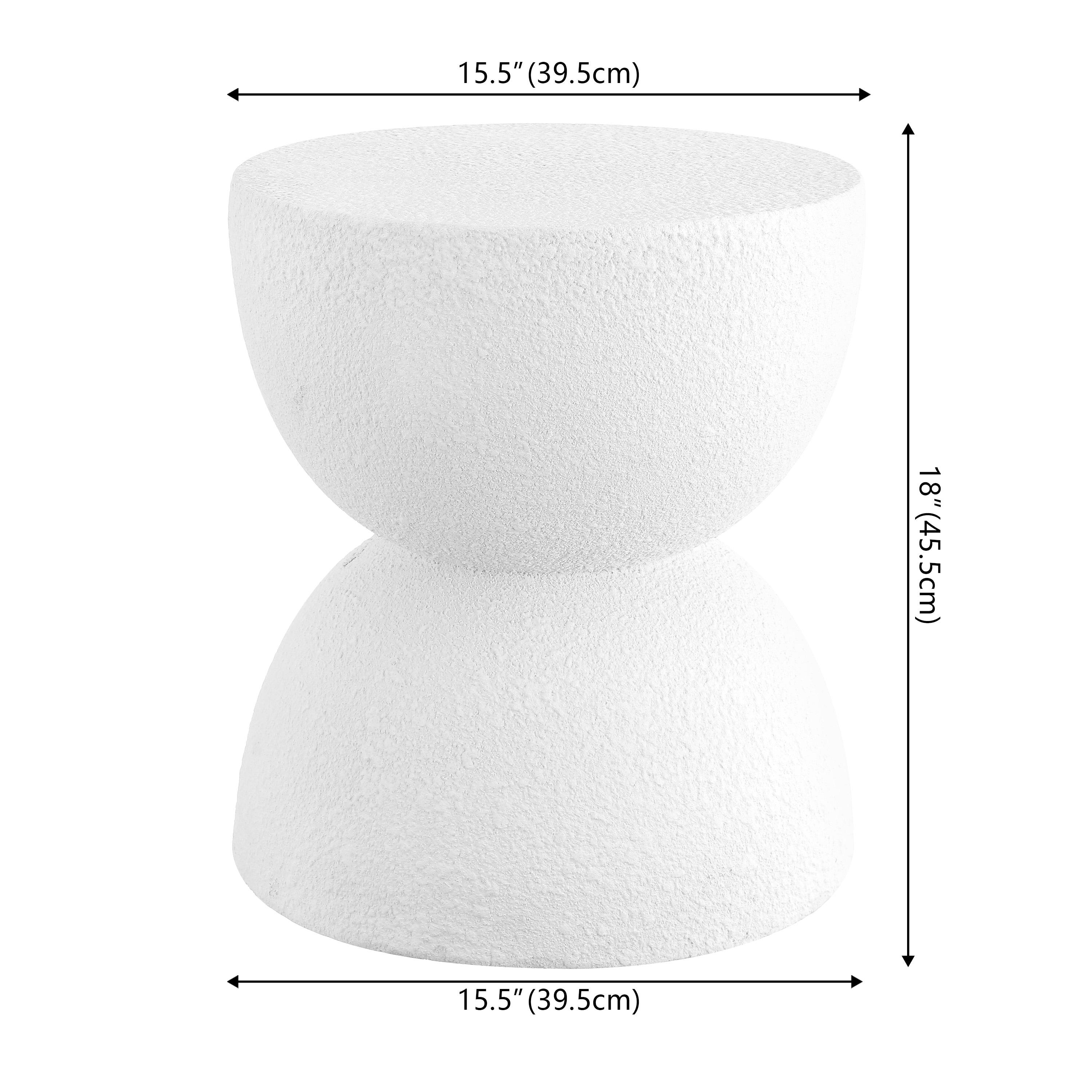 Greta 18" Mid-Century Modern Drum Accent Table , White - JONATHAN Y