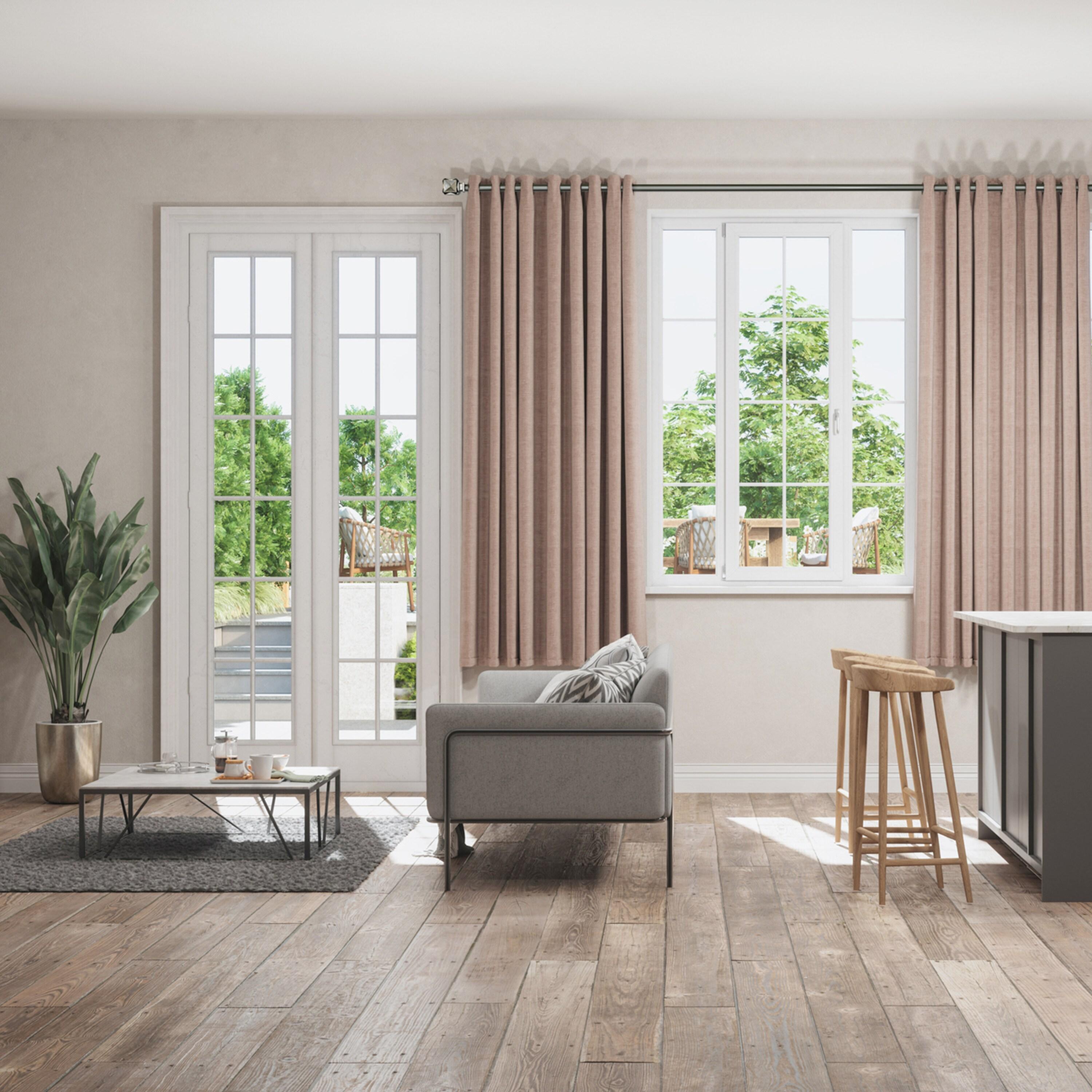 Versailles Scencillo Boxy Steel Heavy Duty Curtain Rod Set for Windows 36" - 72" Antique Silver