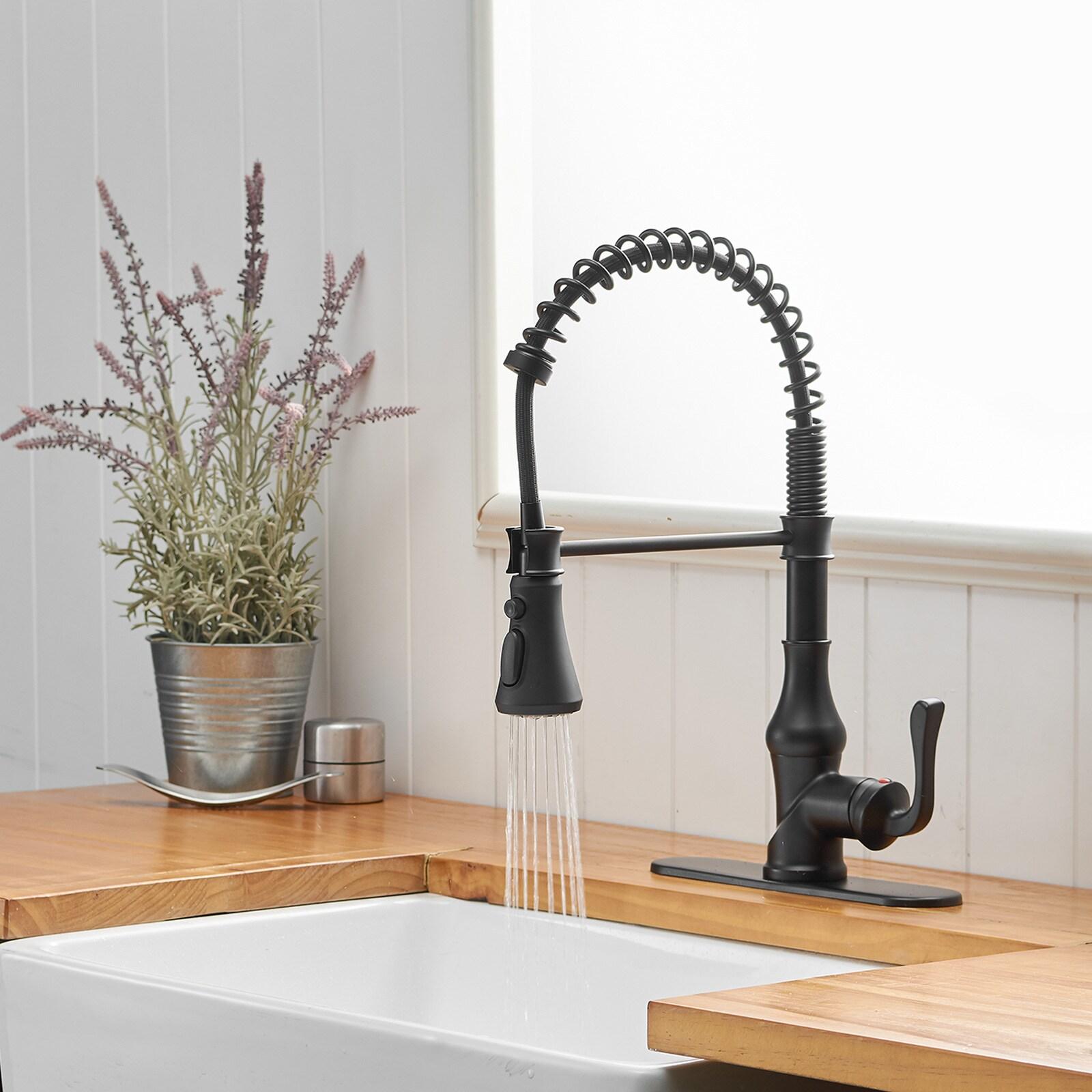 Single-Handle Pull-Down Sprayer 3 Spray High Arc Kitchen Faucet With Deck Plate