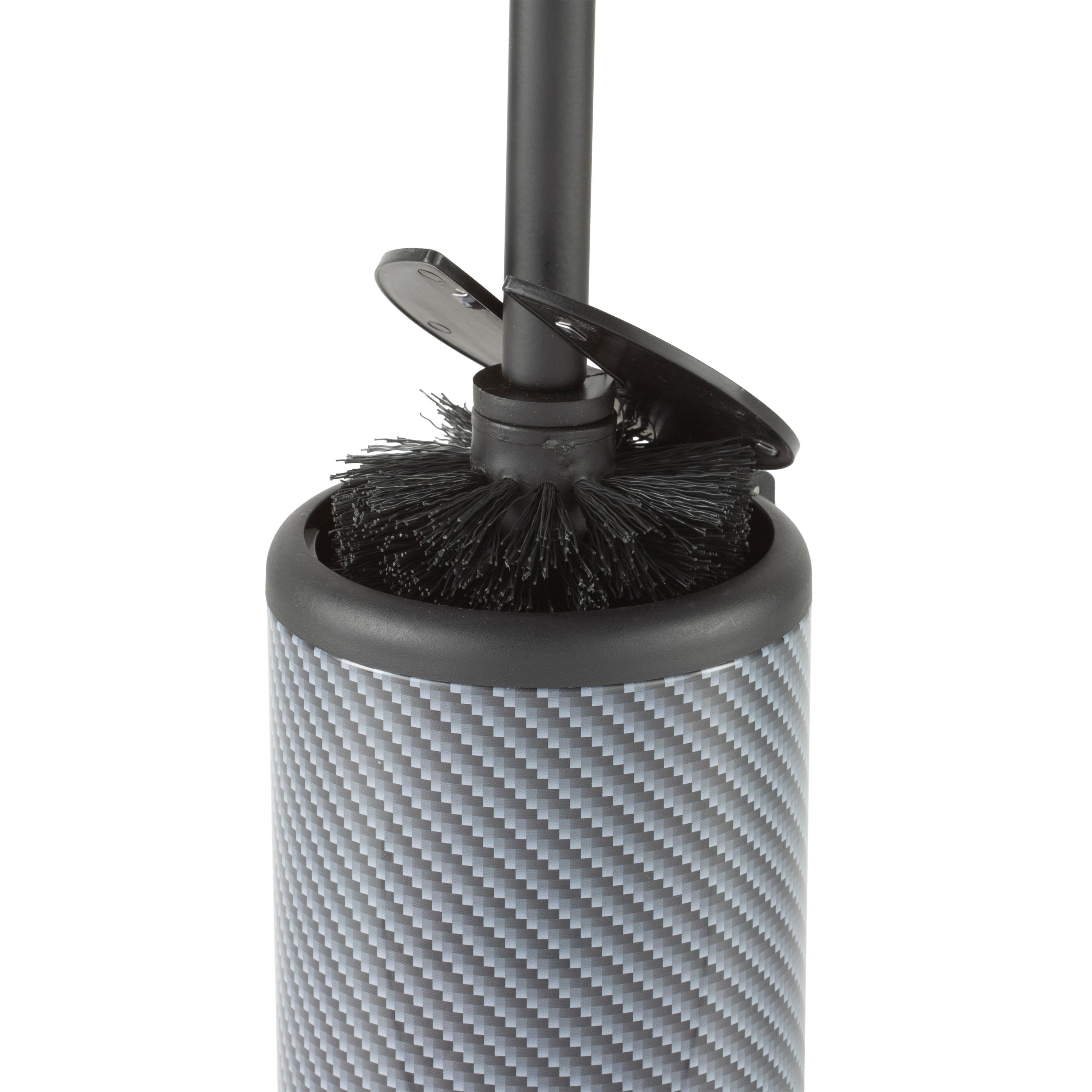 Toilet Brush with Self Closing Lid Carbon - Bath Bliss: Polypropylene Bathroom Cleaner & Holder Set