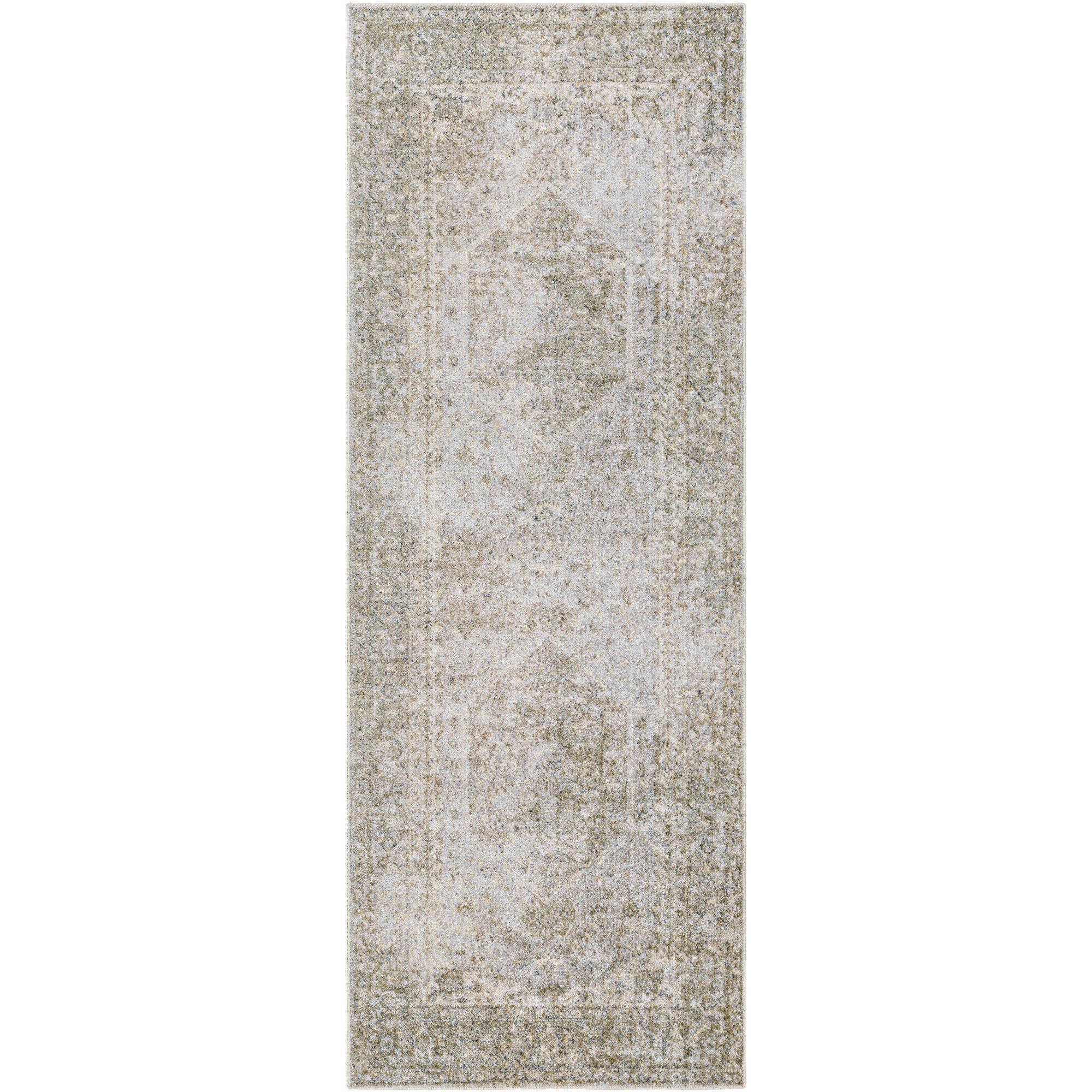 Lillian Traditional Gray 87" x 31" Synthetic Runner Rug