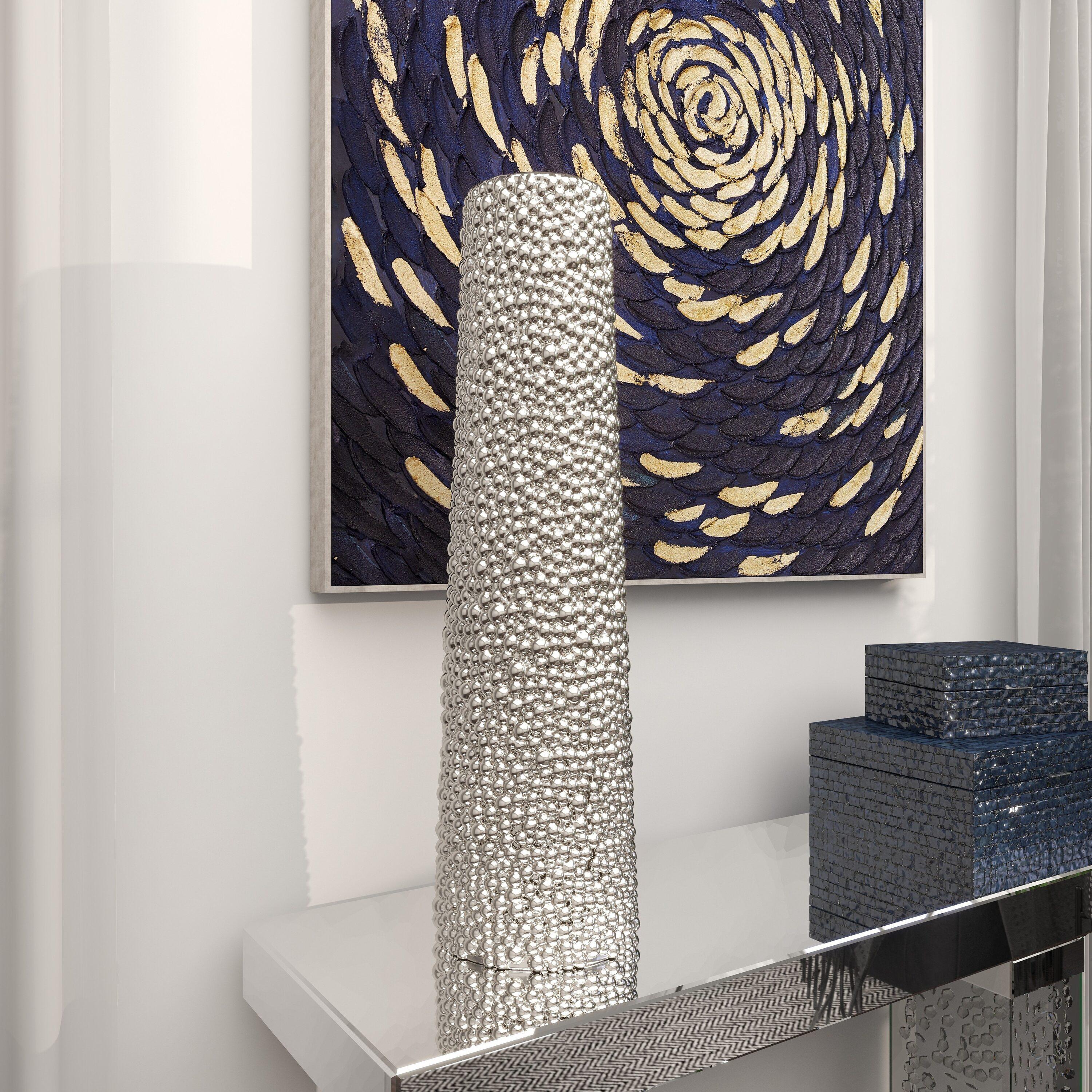 DecMode 25" Silver Ceramic Vase with Bubble Texture