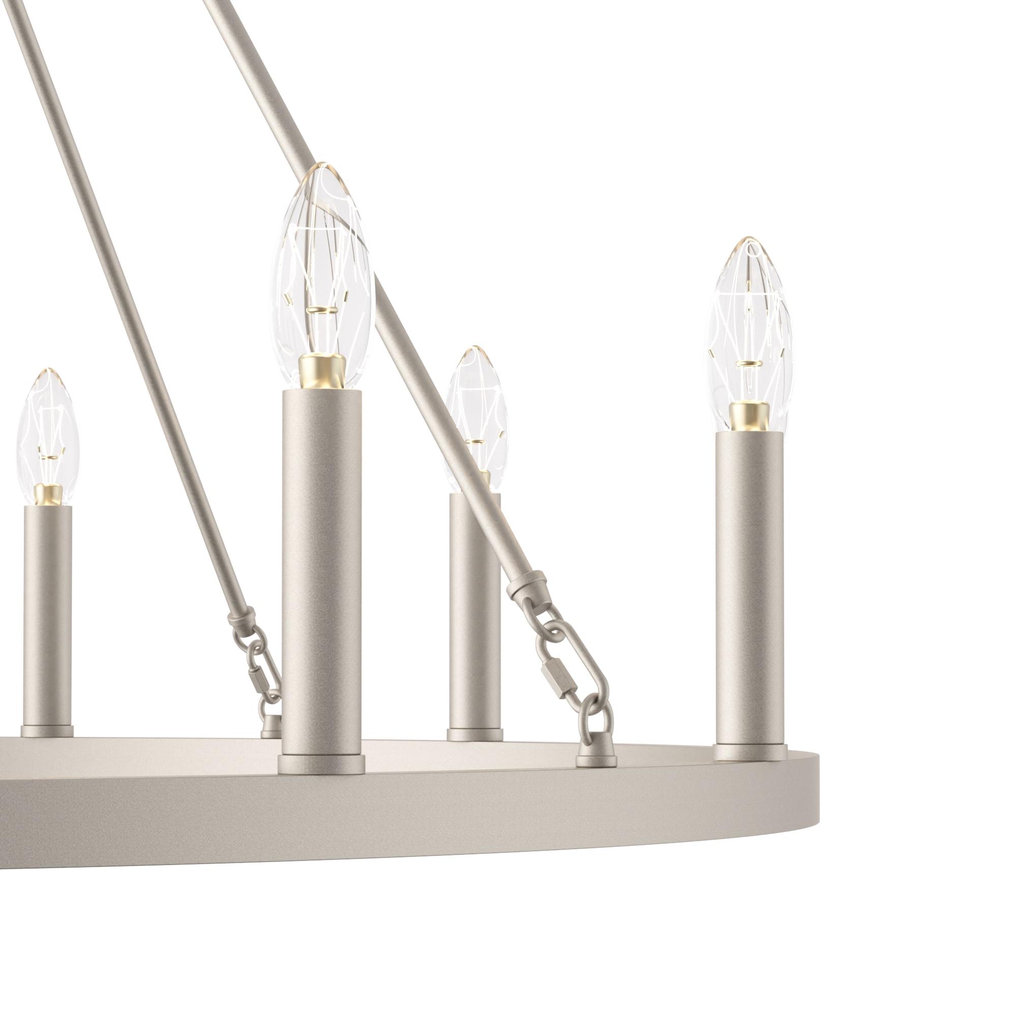 Acroma  12-light Farmhouse 40In Wagon Wheel Chandelier - 40'' D x 138'' H Nickel Dust Matte Nickel, Painted N/A