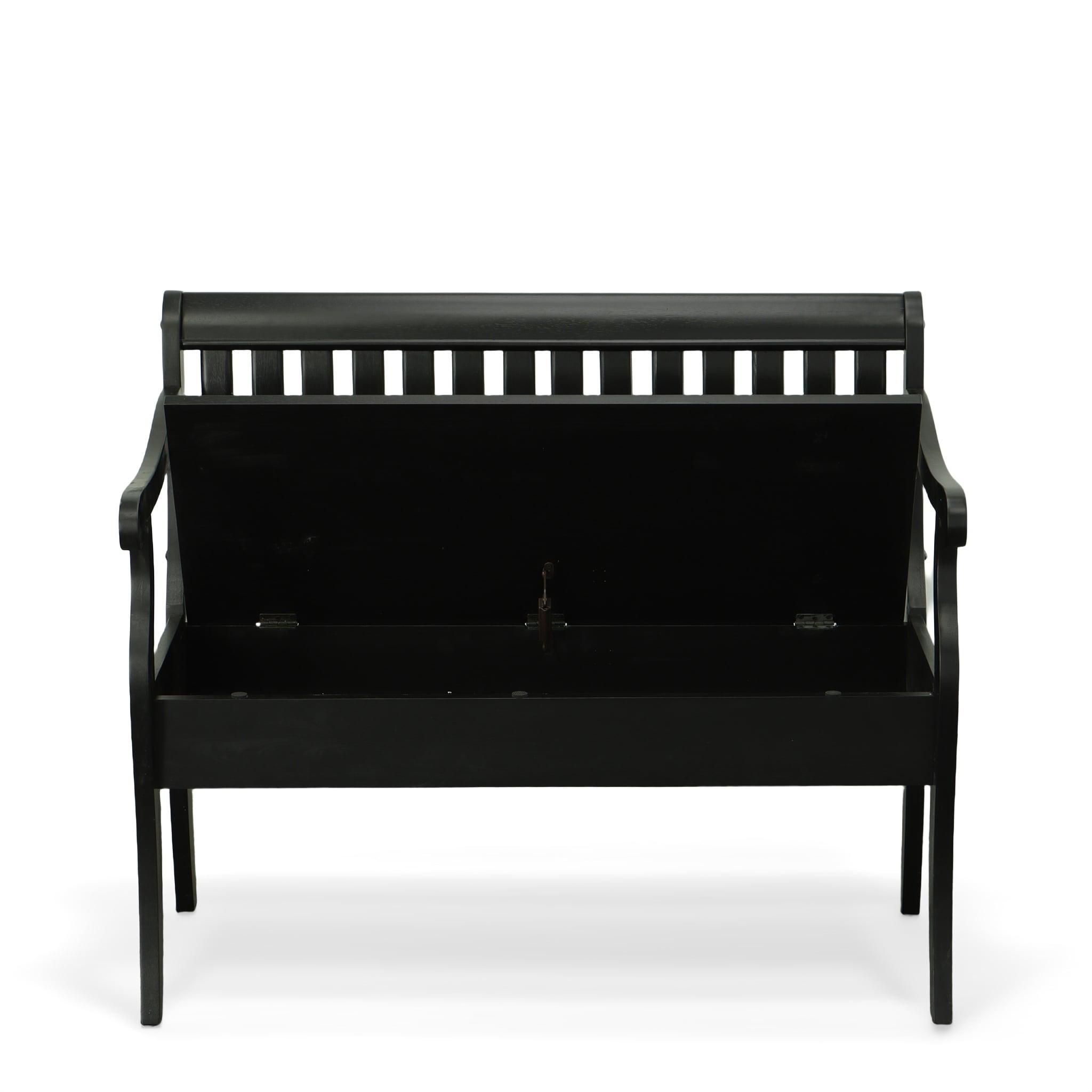 Carolina Living Martha Storage Bench Antique Black: Hardwood, Unupholstered, 2-Person Seating