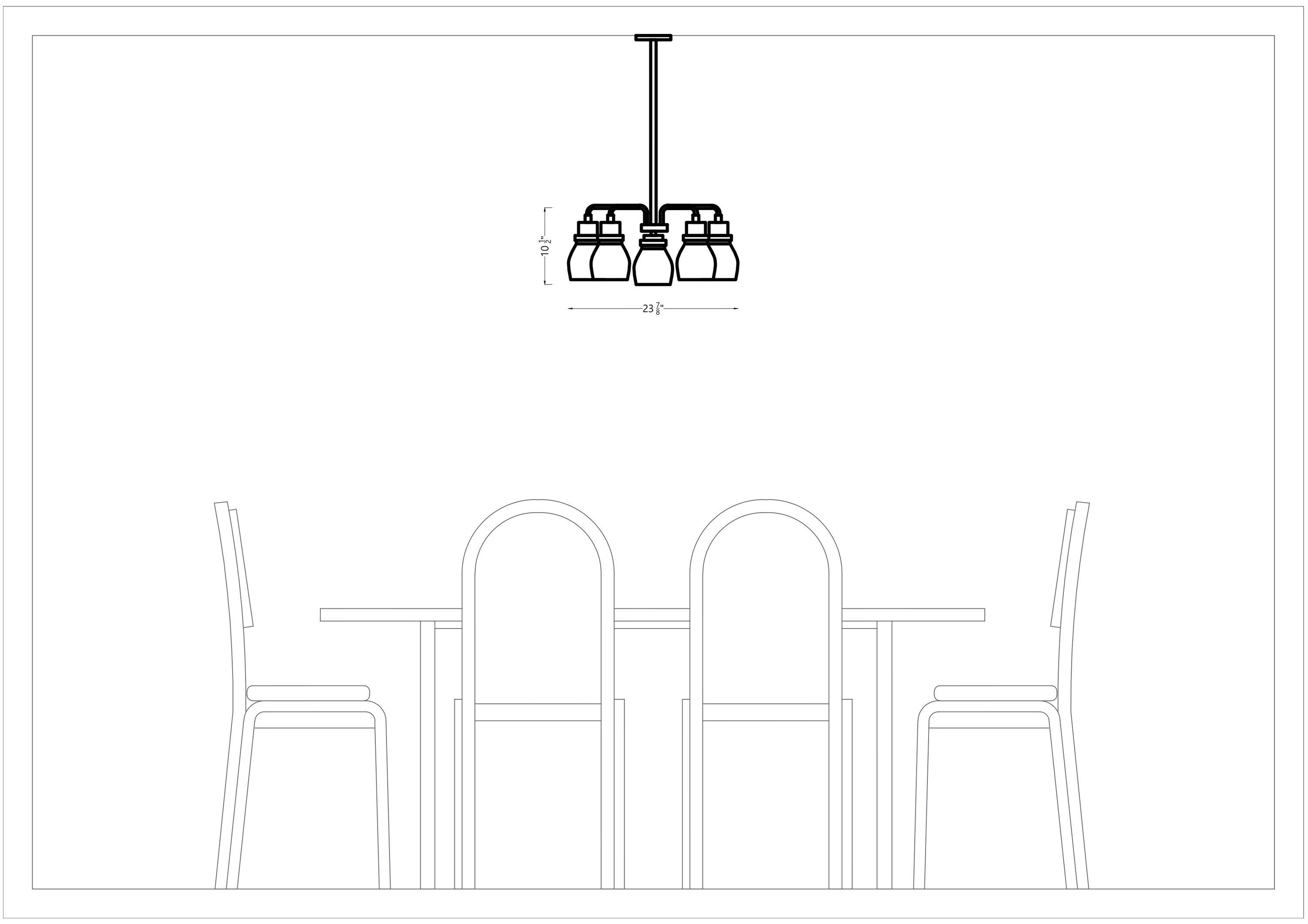 Brushed Nickel 5-Light Chandelier with Clear Seeded Glass Shades