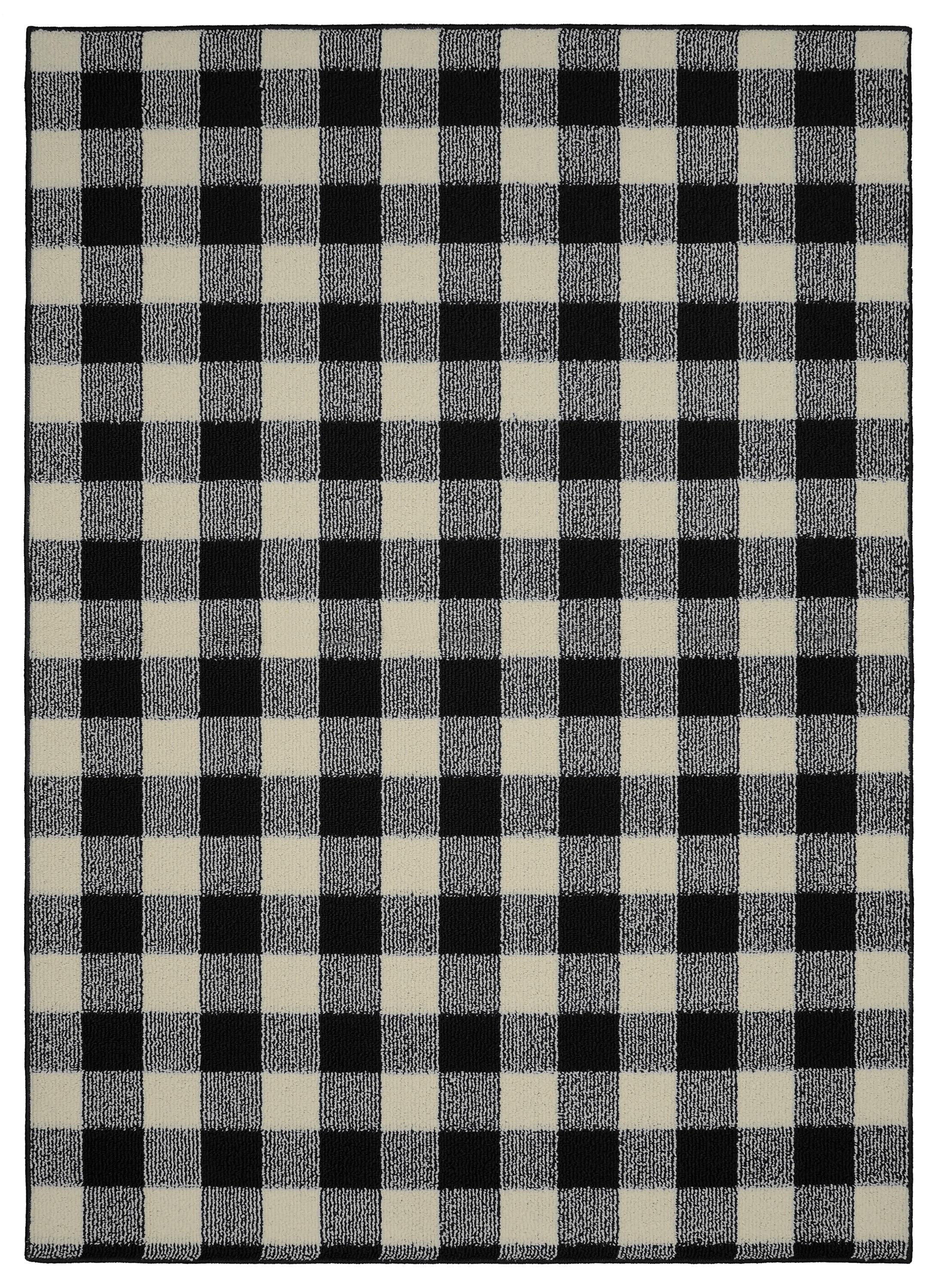 Garland Rug Country Living Buffalo Plaid Polypropylene Black/Ivory Indoor Area Rug, 5' x 7'