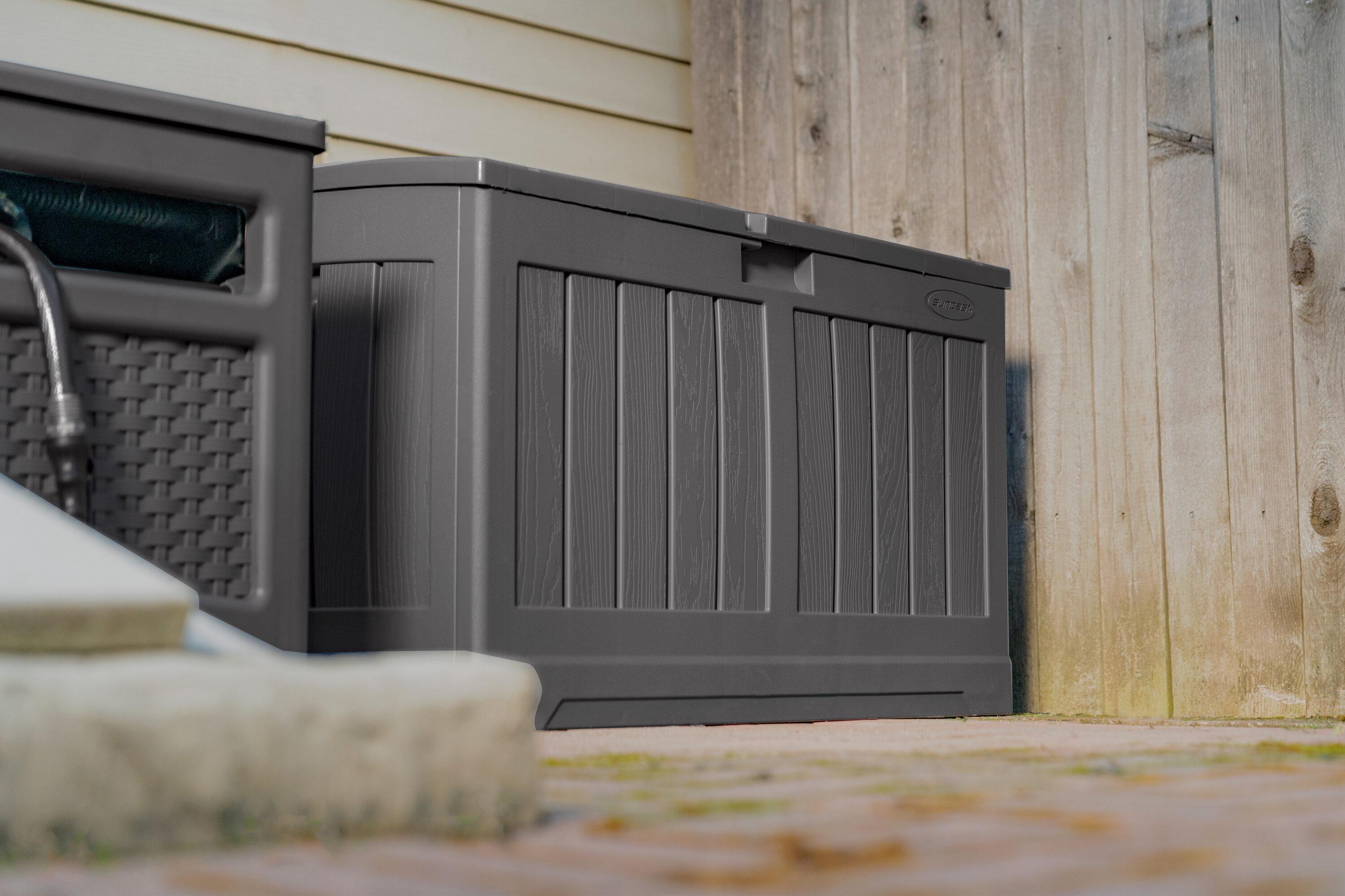 Suncast Suncast 50 Gallon Plastic Deck Box with Molded Lockable Feature for Home, Gray