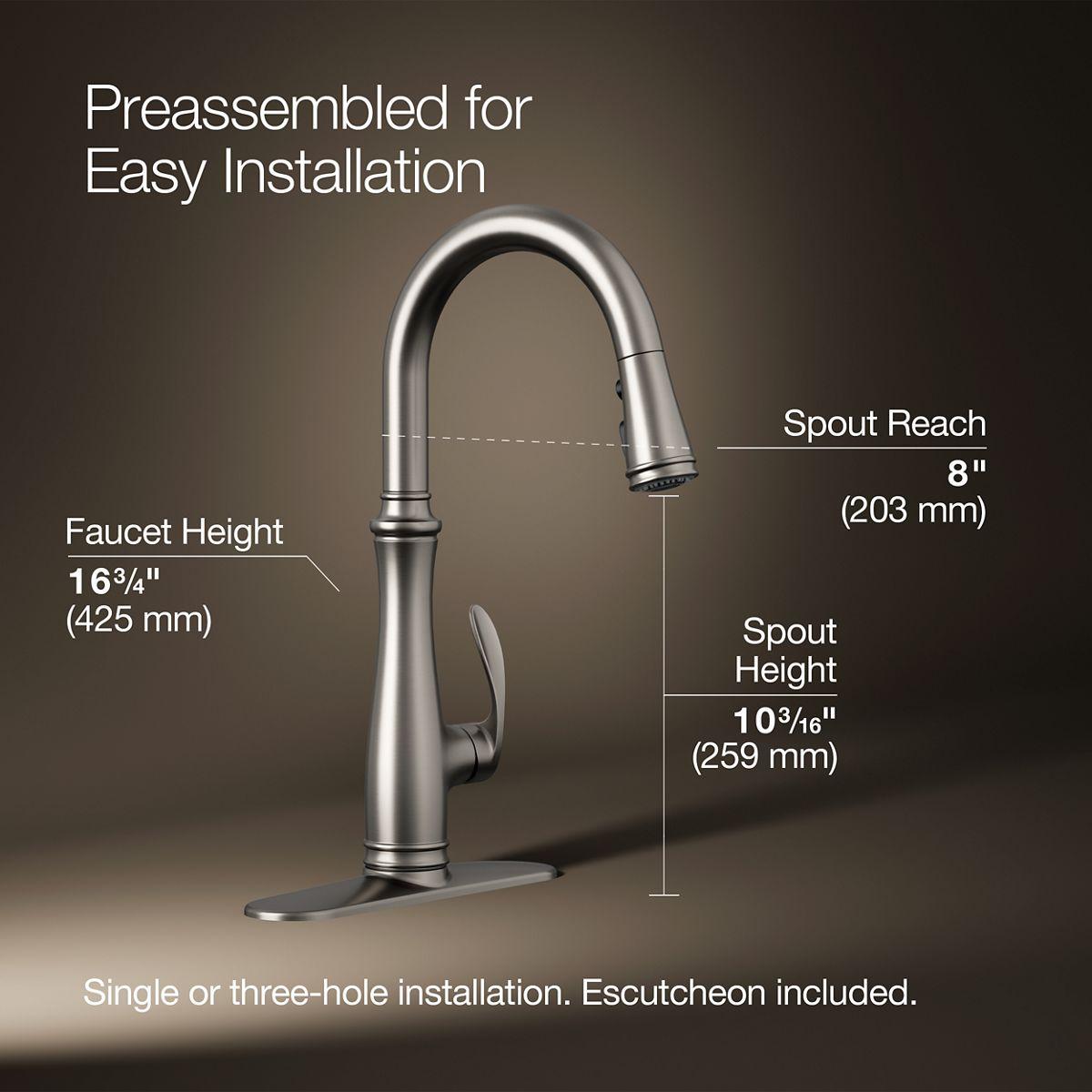 Bellera™ Pull Down Single Handle Kitchen Faucet with Handle and Supply Lines