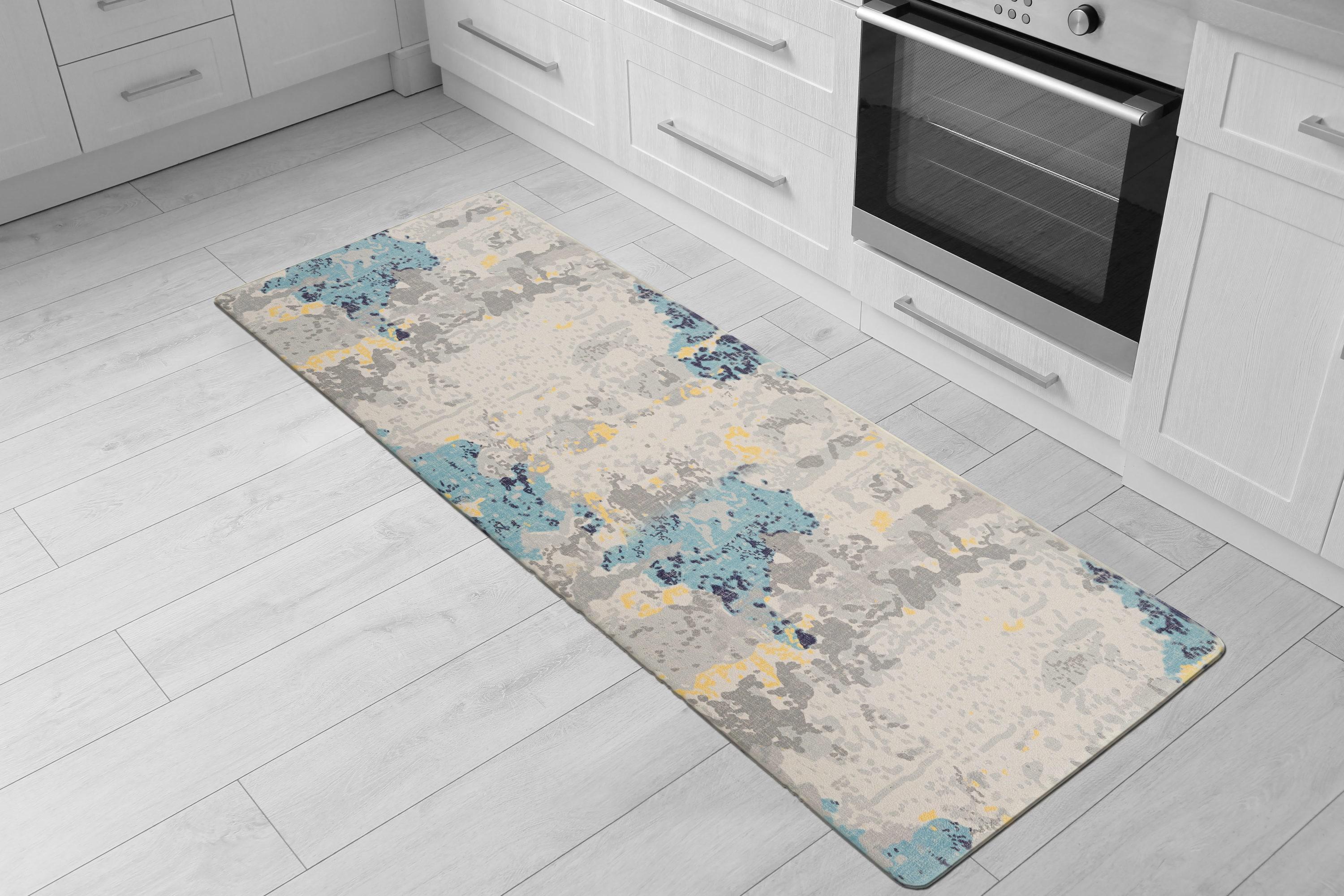 World Rug Gallery Transitional Abstract Anti Fatigue Standing Mat - Cream 18"x47"