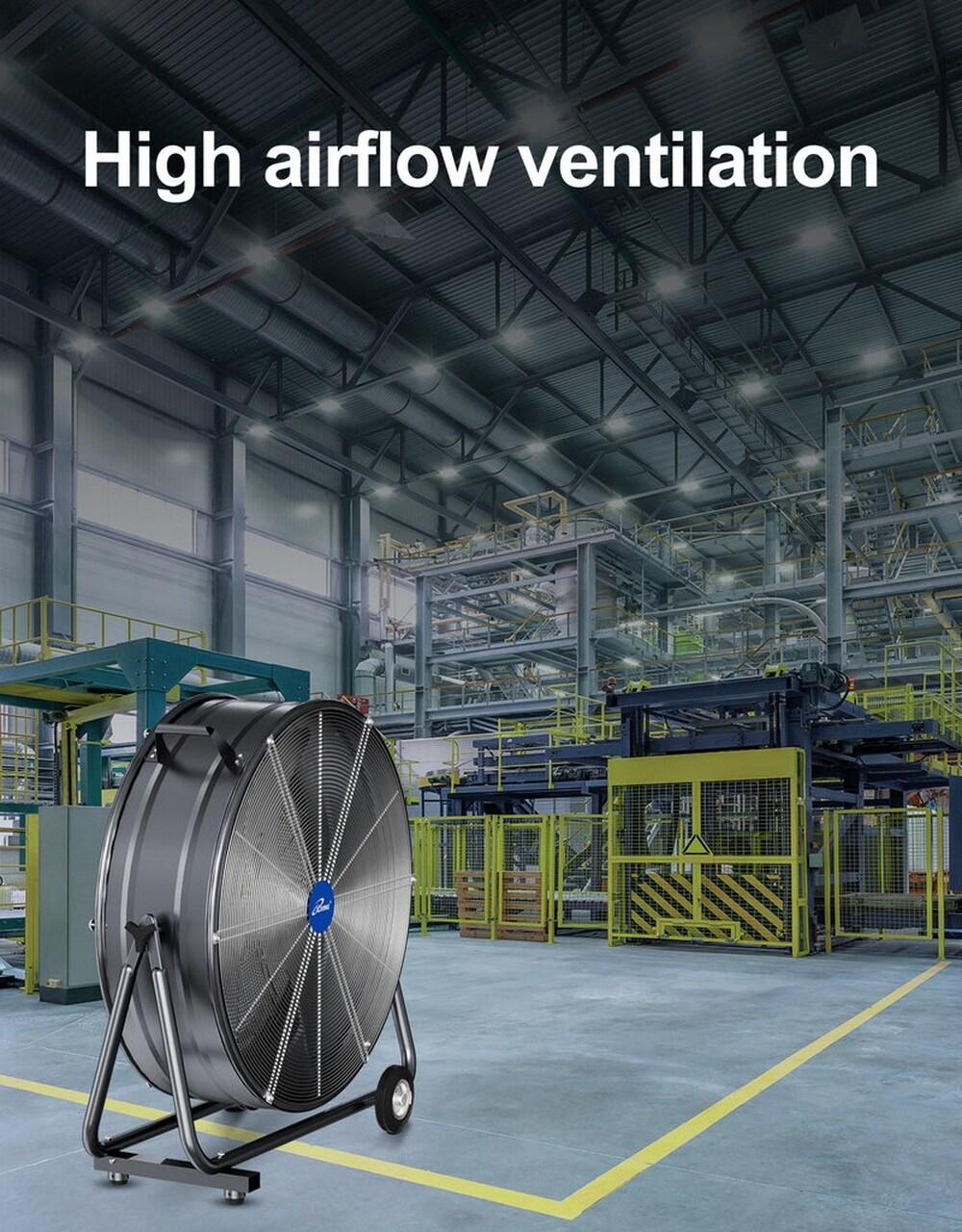 iLIVING 30 Inches High Velocity Drum Fan Industrial, Commercial, (Residential) Air Circulator for Garage, Shop, Patio, Barn, Greenhouse, Speed Control 8300CFM, UL Listed