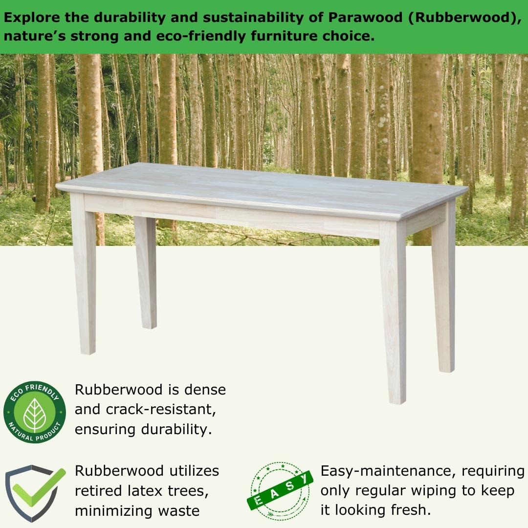 International Concepts Brookshire Bench - Unfinished: Hardwood Frame, 400 lbs Capacity, Spot Clean