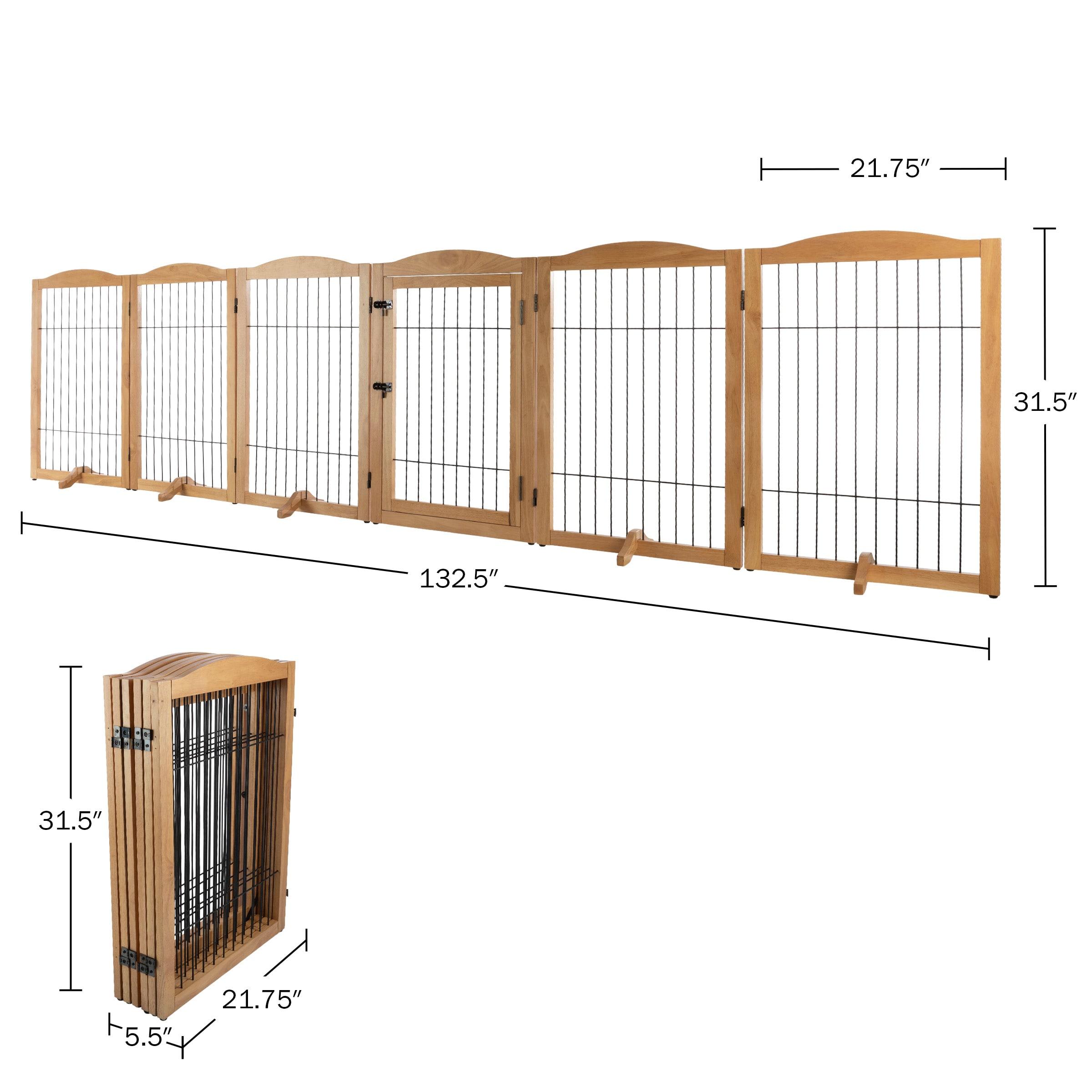 Petmaker PETMAKER Pet Gate - 6-Panel Indoor Folding Dog Fence for Stairs or Doorways - 132.5x31.5-Inch Freestanding Play Pen with Support Feet