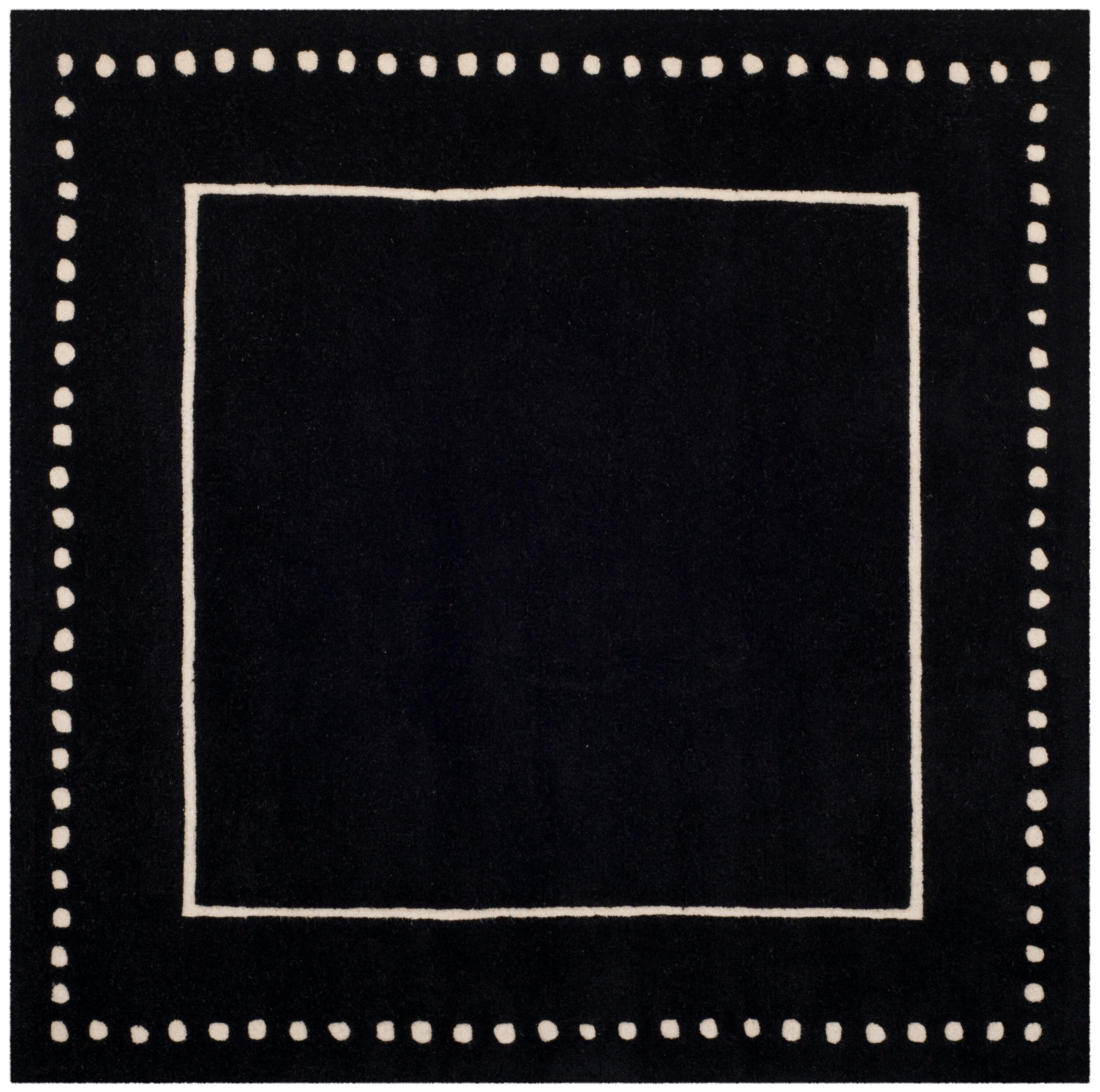 Bella BEL151 Hand Tufted Area Rug - Black/Ivory - 5'x5' - Safavieh.