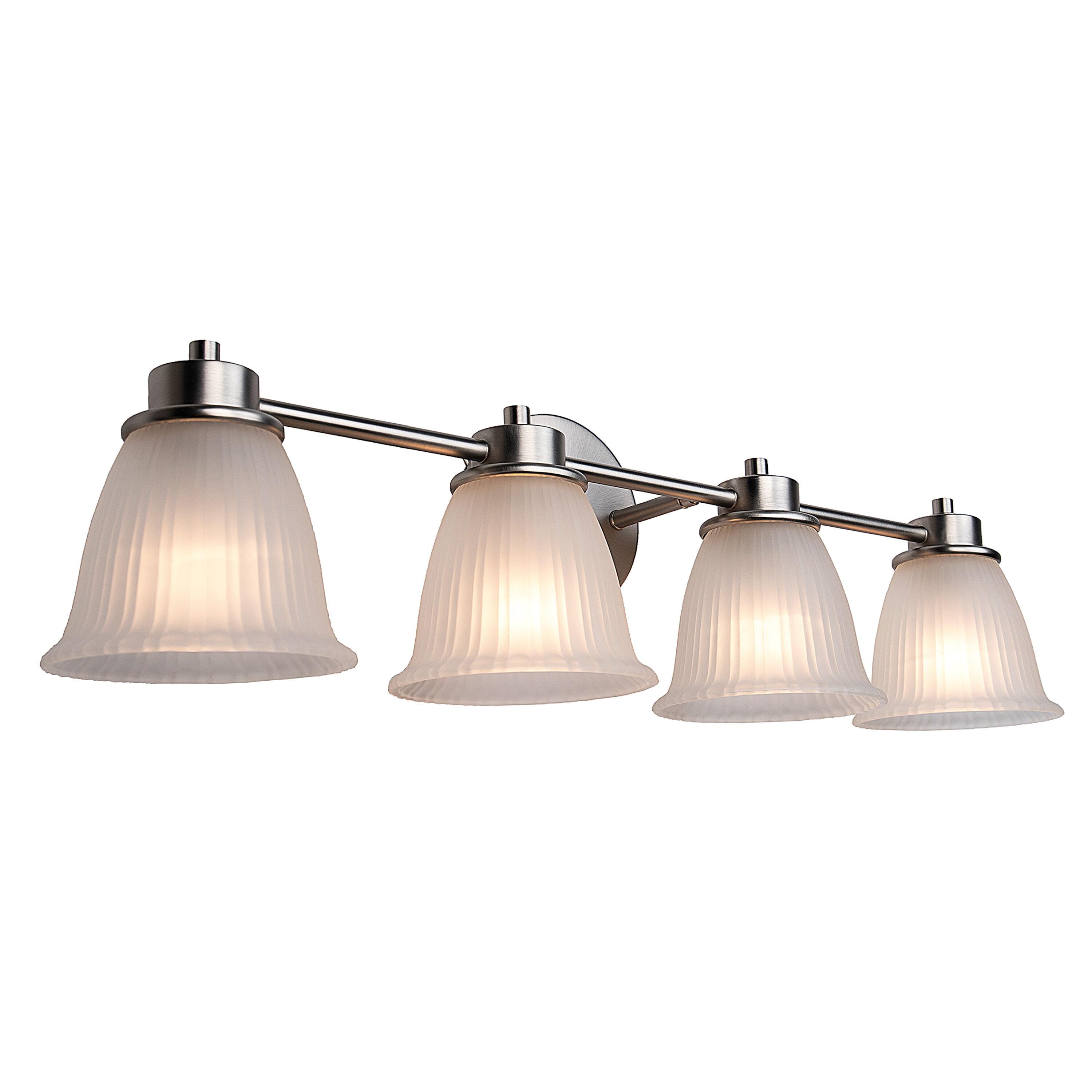 30-Inch Brushed Nickel 4-Light Vanity Fixture with Frosted Glass Shades