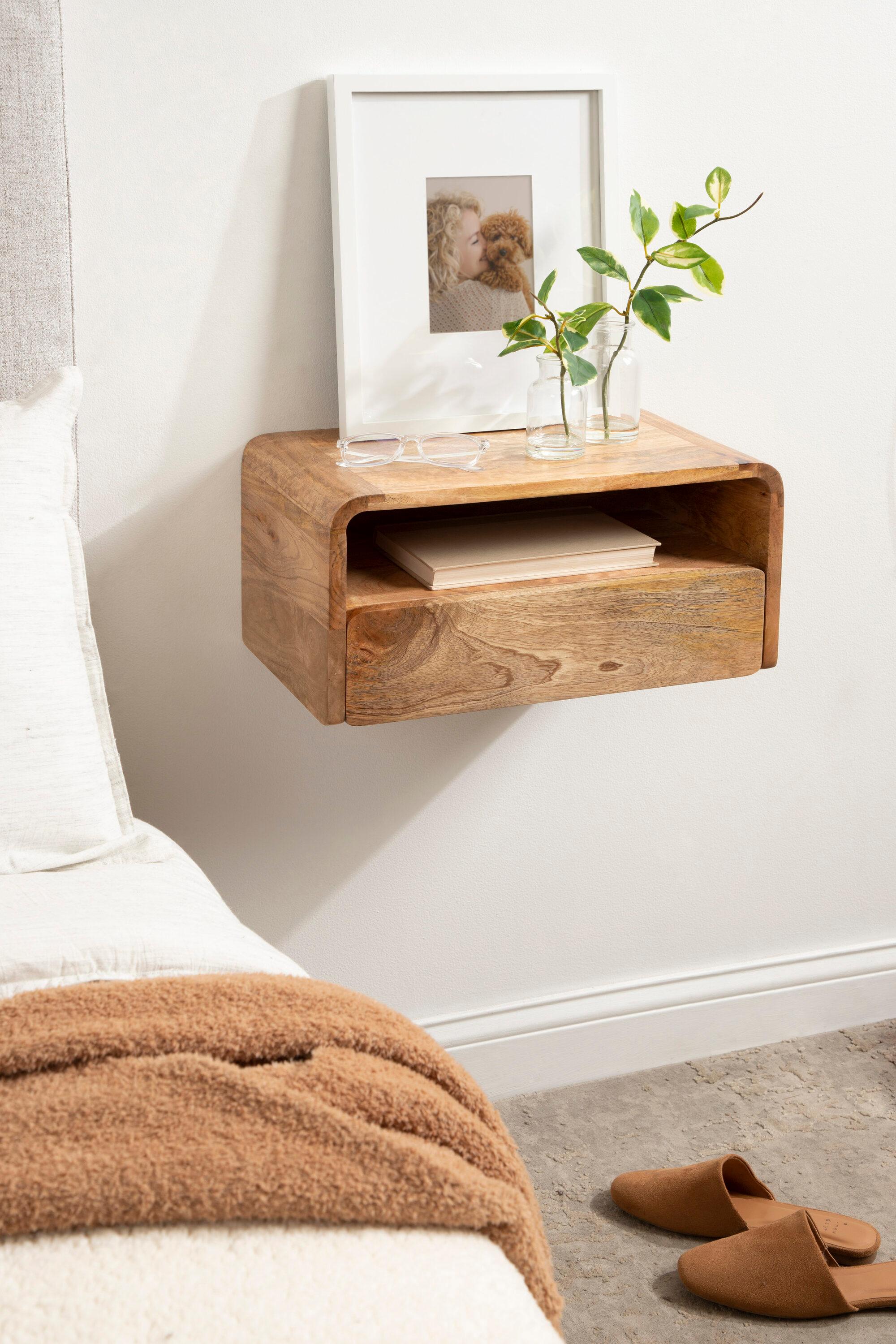 Kate and Laurel Kato Rectangle Wood Floating Side Table, 18x10x9, Natural
