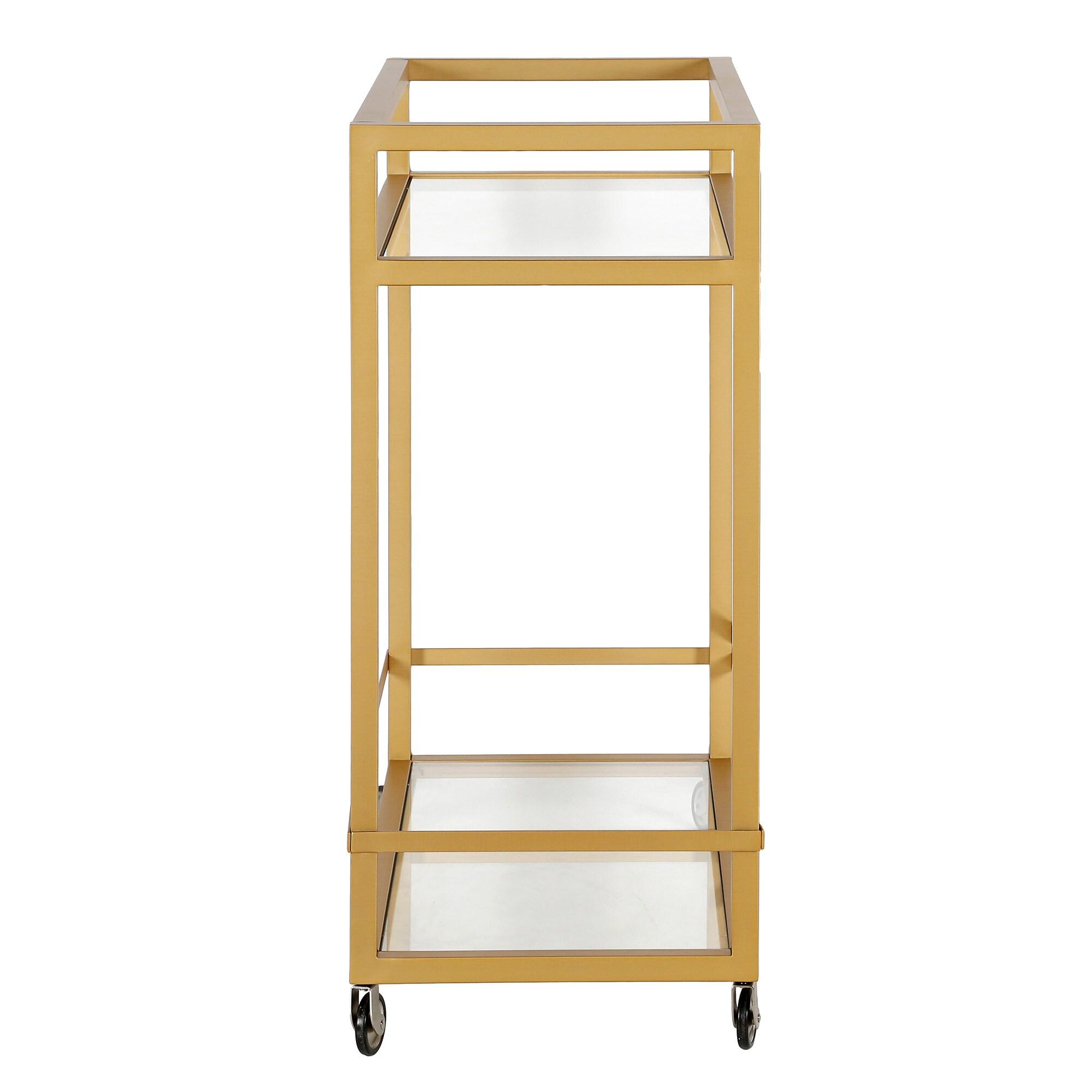 Evelyn&Zoe Wilson 30" Wide Rectangular Bar Cart in Brass