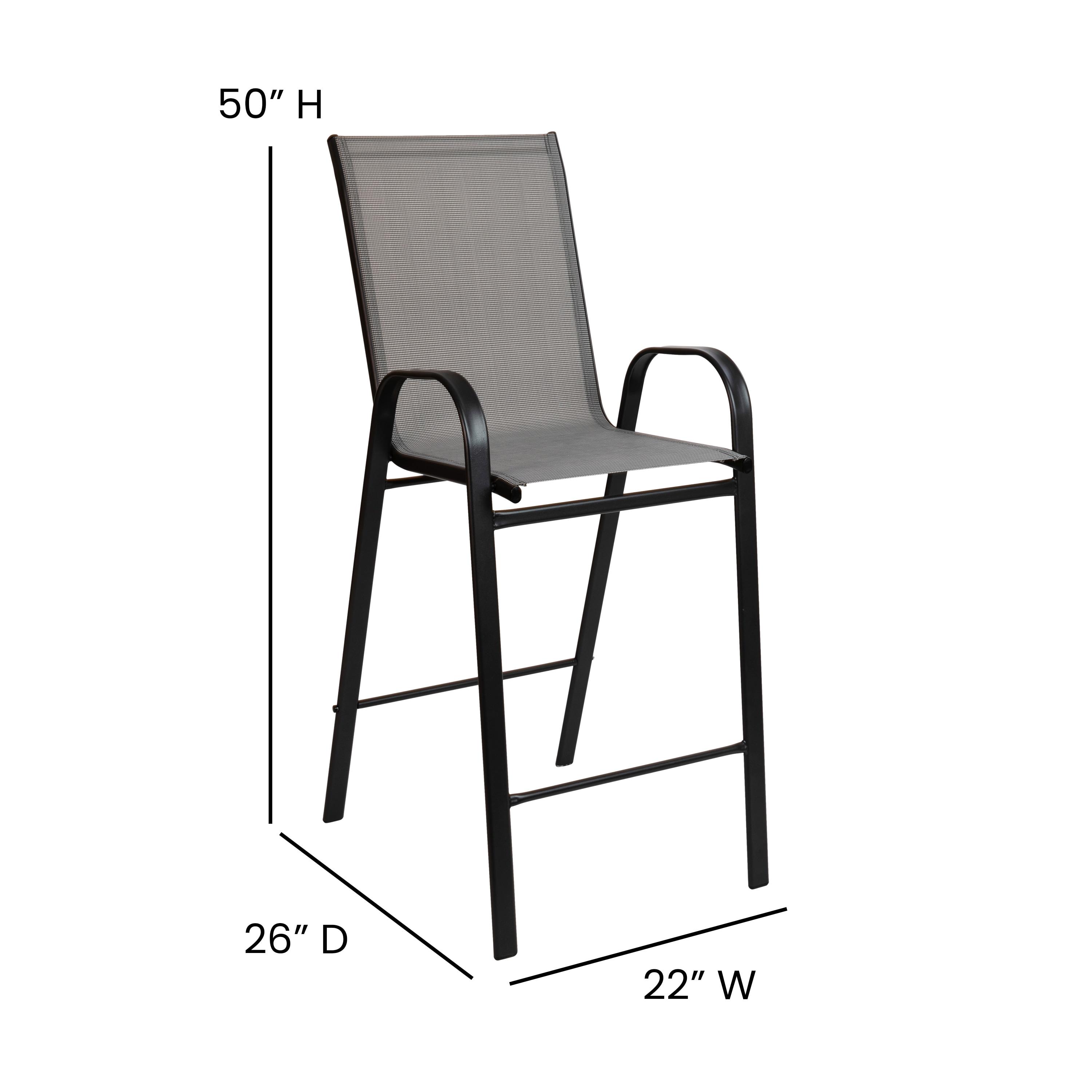 Flash Furniture Outdoor Dining Set - 4-Person Bistro Set - Outdoor Glass Bar Table with Gray All-Weather Patio Stools