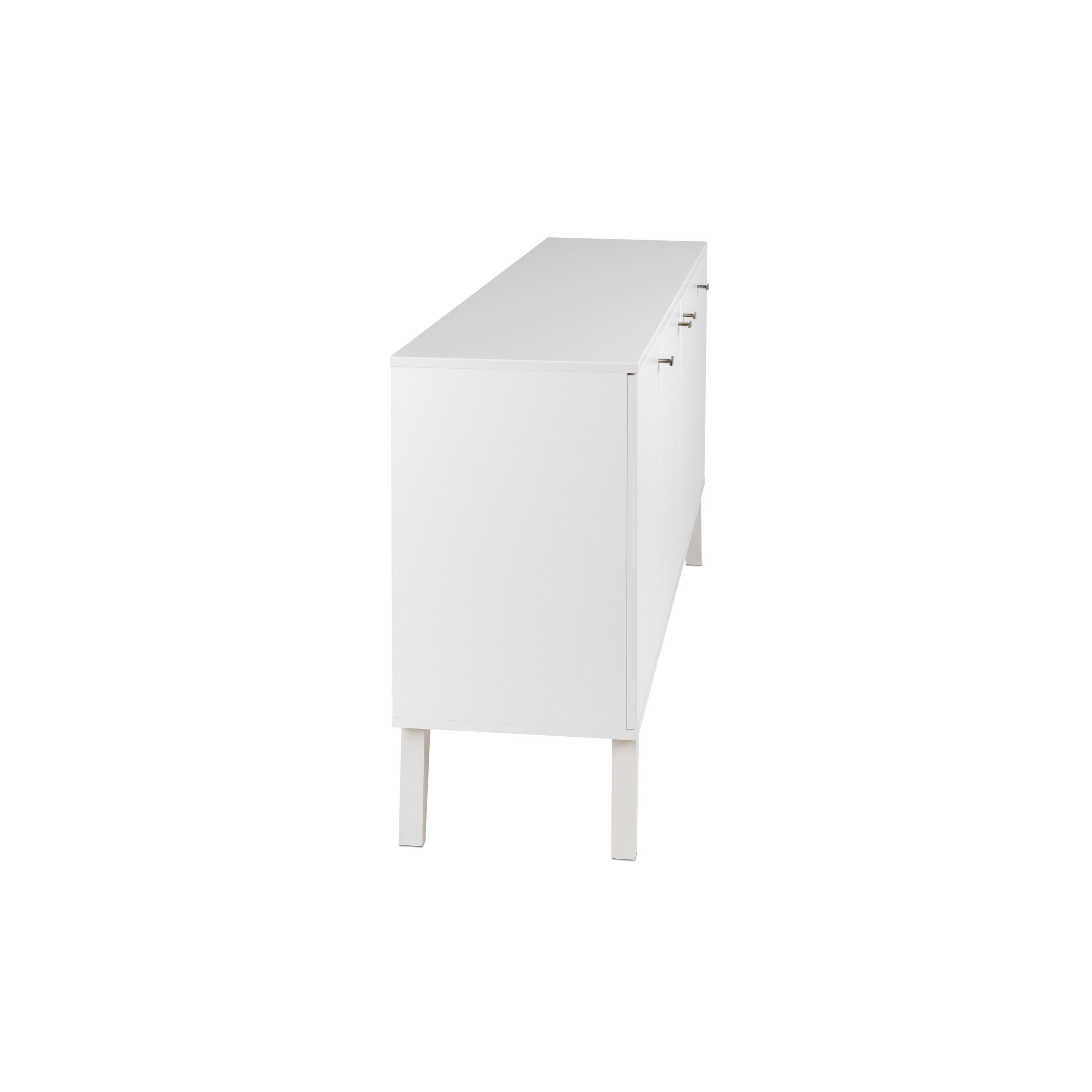 Milo Mid-Century Modern 4 Door Buffet Server White - Prepac: Laminated Storage Cabinet, CARB Certified