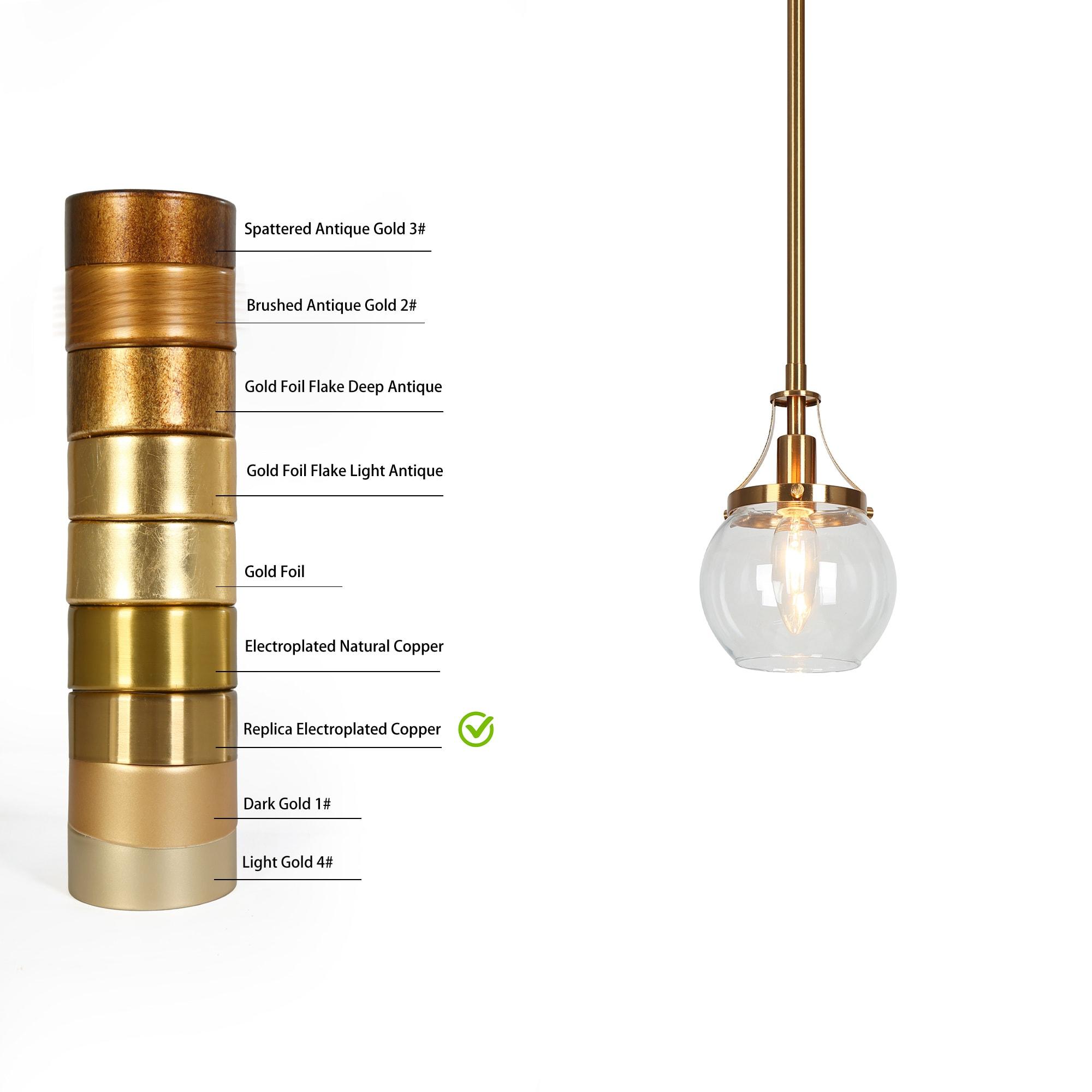 LNC Capensis 1-Light Matte Black and Polished Gold Clear Glass Globe LED Mini Indoor Kitchen Island Light: UL Listed, Adjustable Height