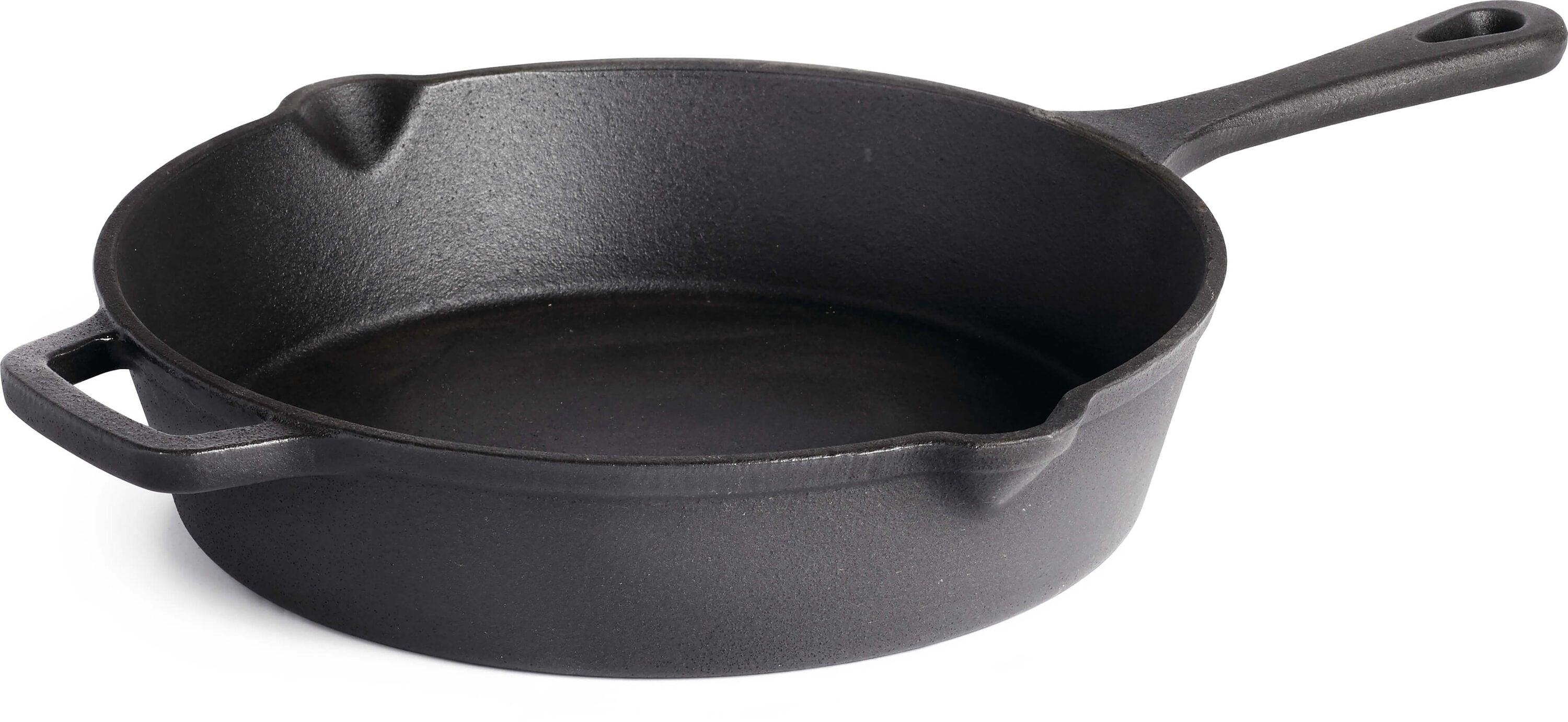 9.5-Inch Black Cast Iron Frying Pan with Ceramic Coating