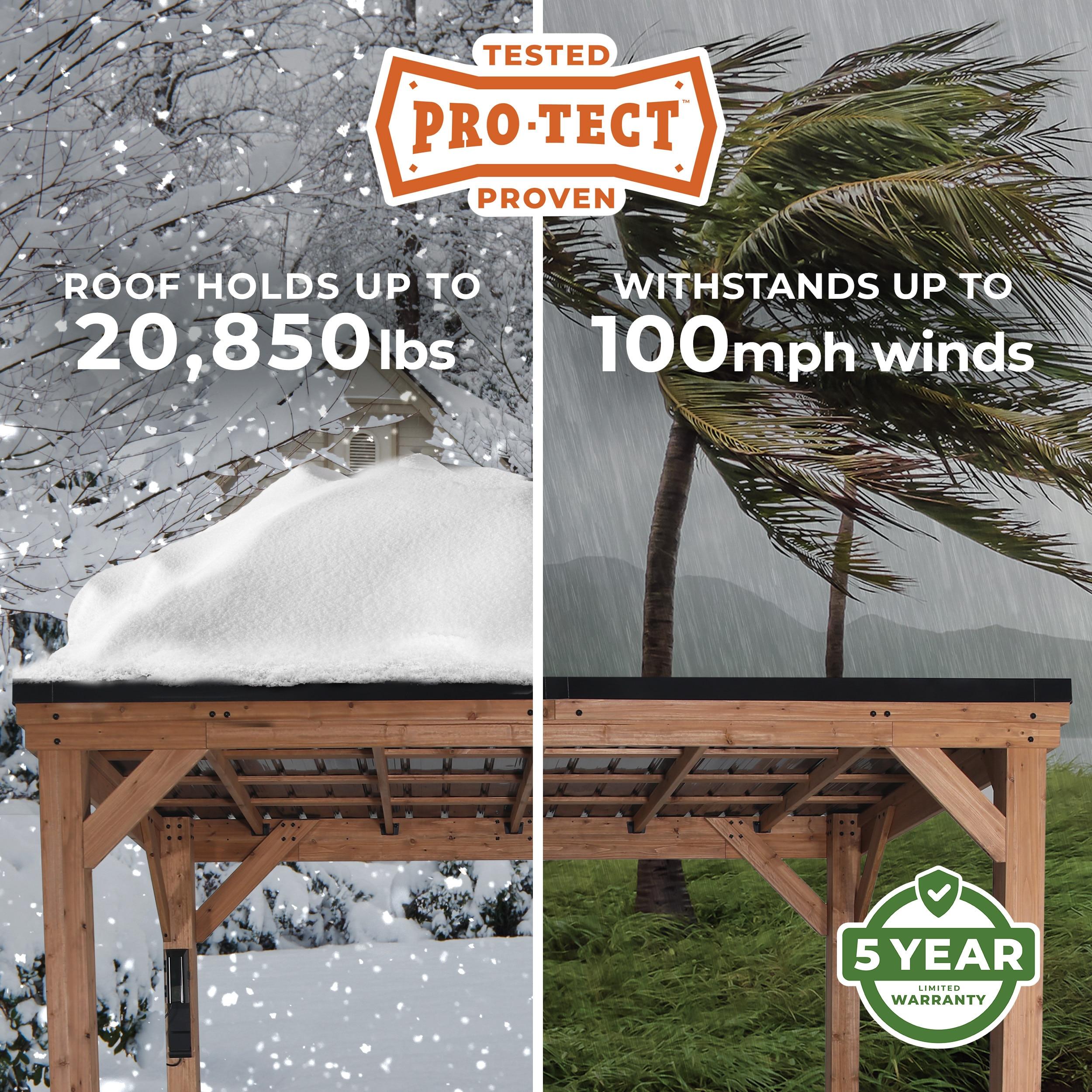 Backyard Discovery Kingsport 20'x 20' Cedar Wood Carport, Galvanized Steel Roof, PowerPort