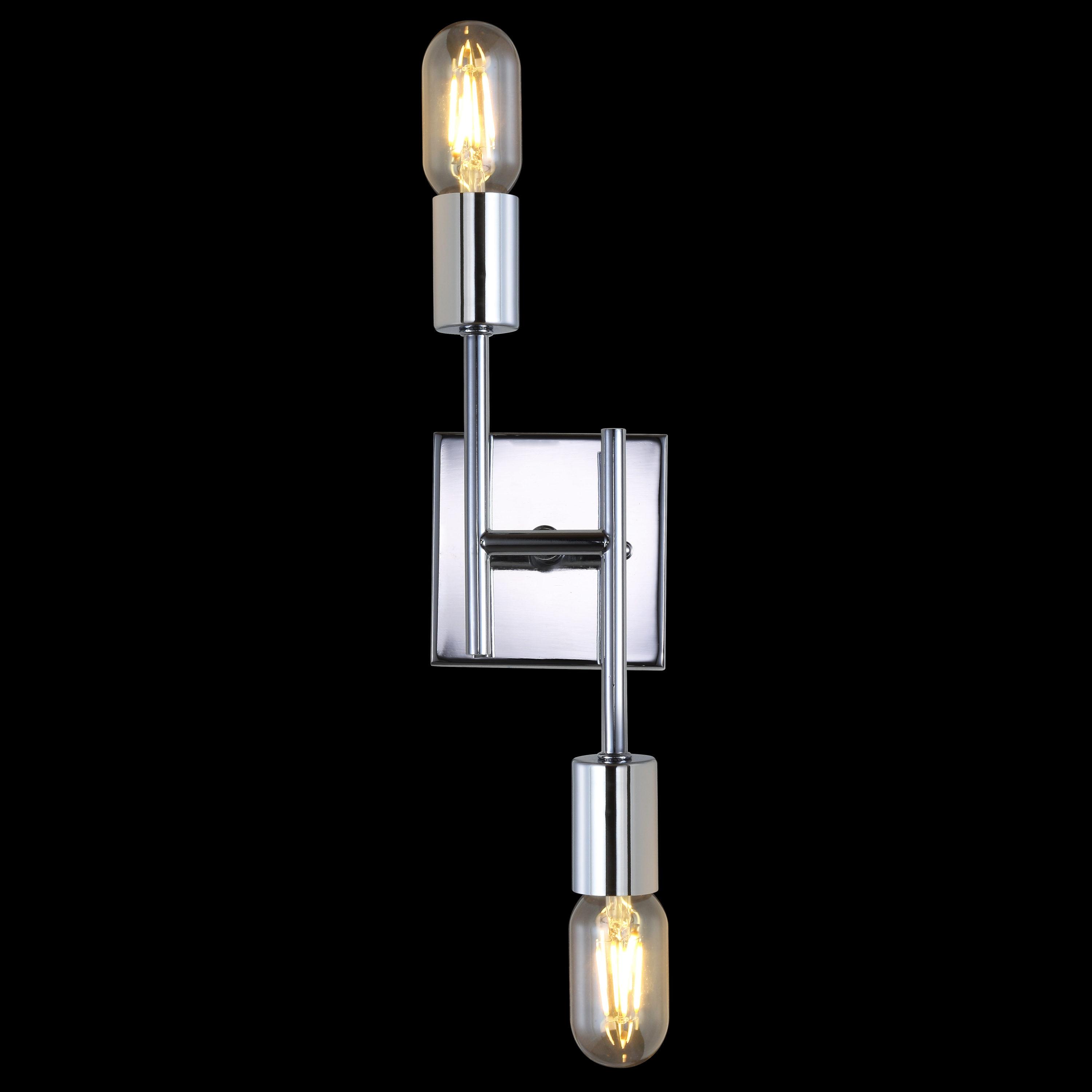 JONATHAN Y Turing 18.7" 2-Light Metal LED Wall Sconce, Chrome