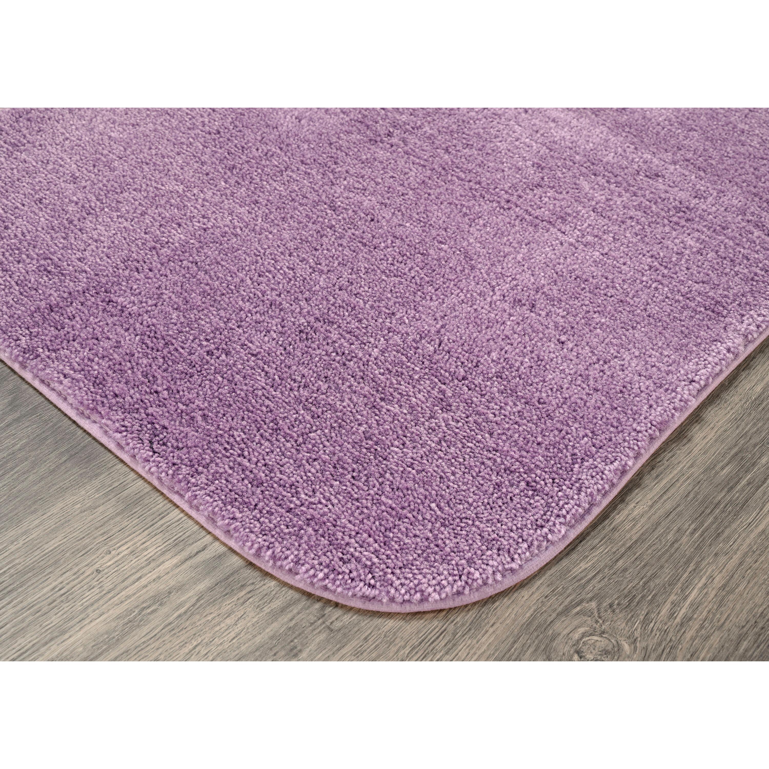 Garland Rug Traditional Washable Bath Rug Set, 3 Piece Set (21"x34" Bath Rug, Contour Rug, & Toilet Lid) Purple