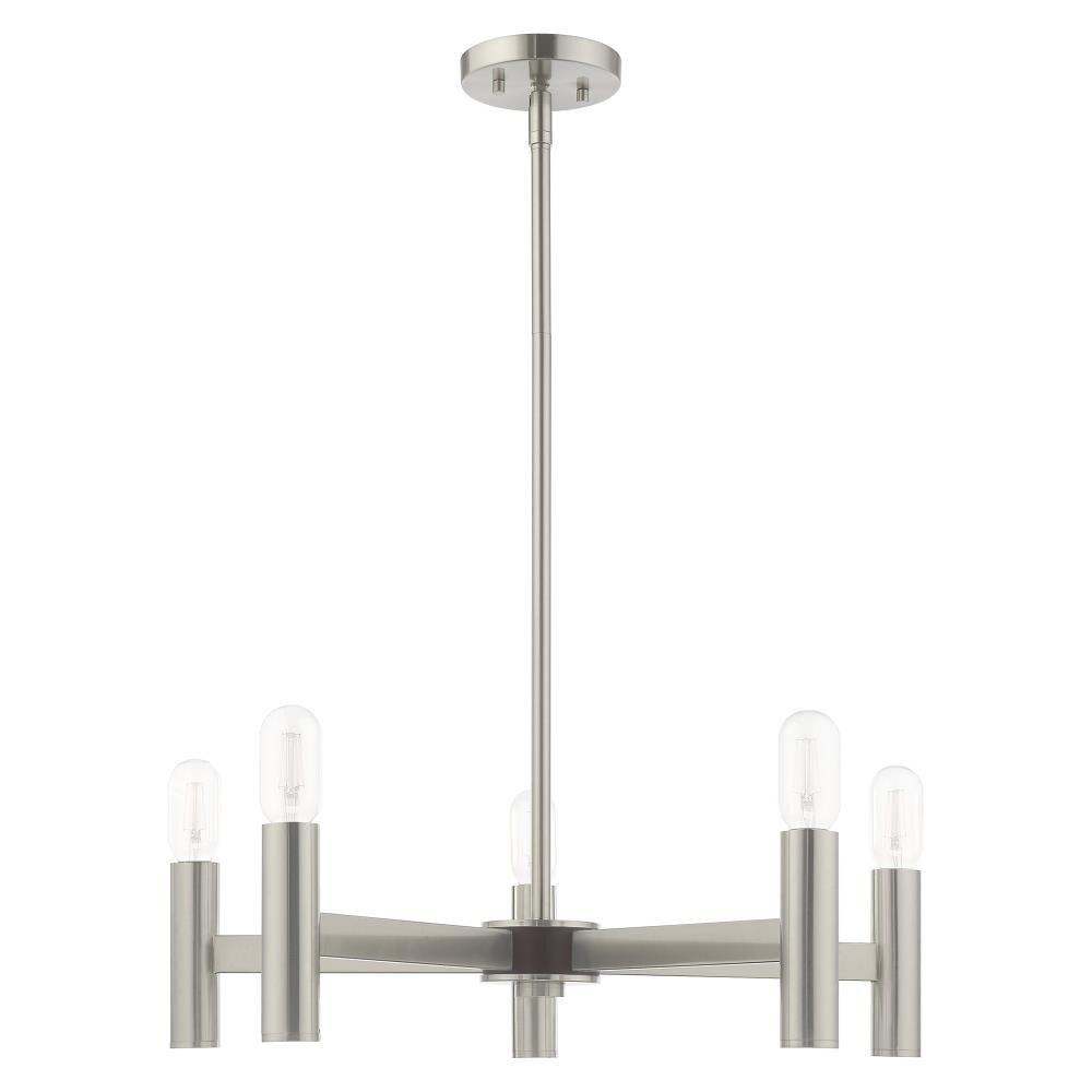 Copenhagen Industrial Chic 5-Light Brushed Nickel Chandelier