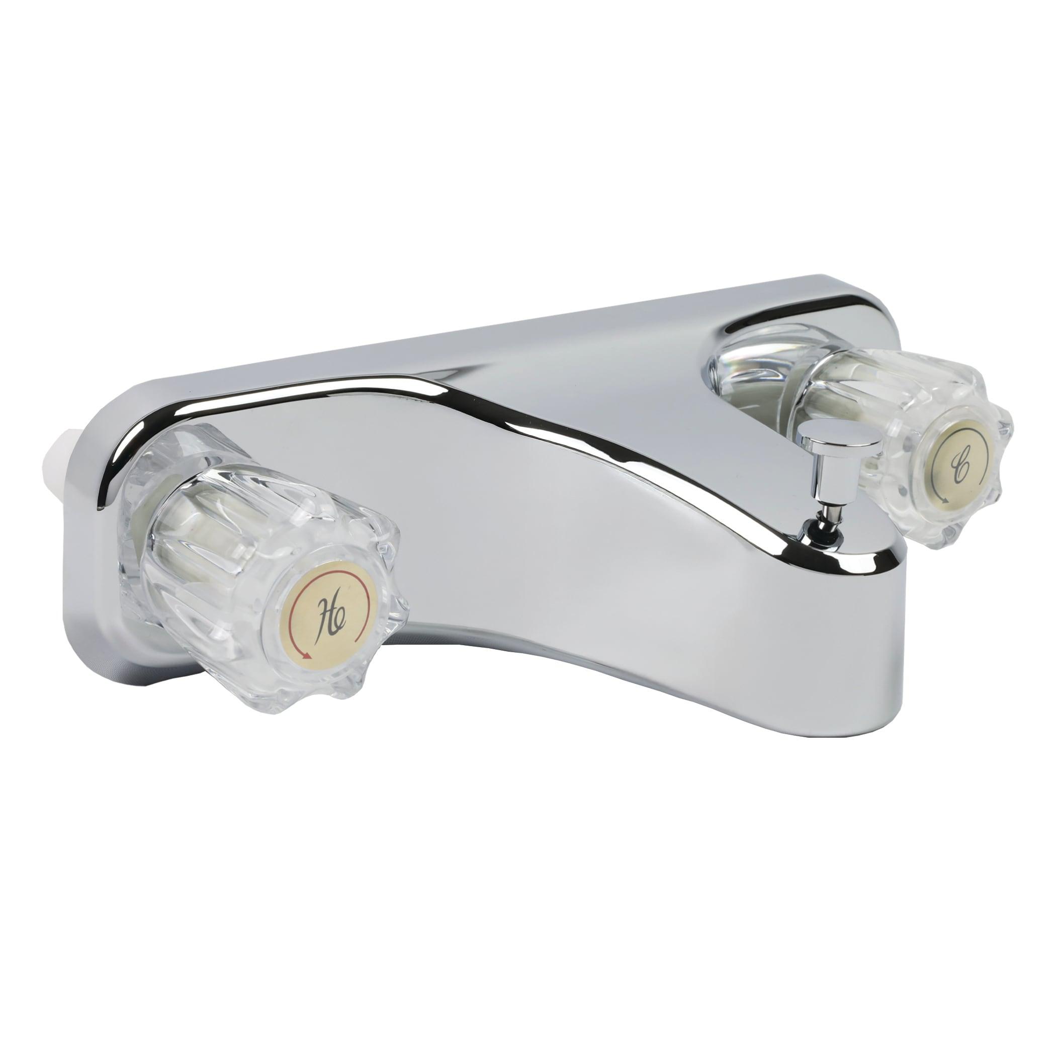 Danco Mobile Home RV Tub Shower Center-Set Faucet, 8 inch, 2-Handle, Chrome with Clear Acrylic Handles (33156X)