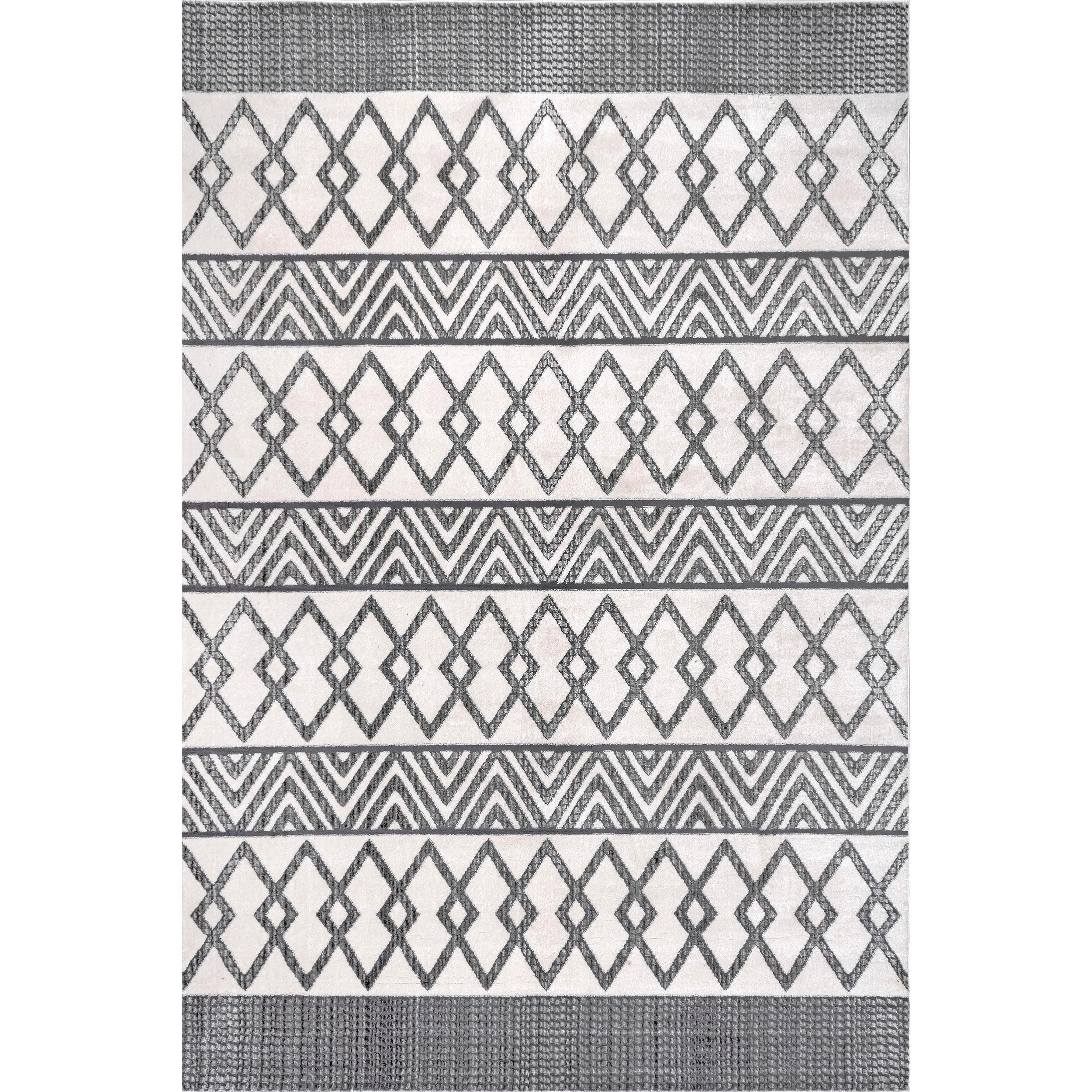 Easy Care Gray Synthetic Rectangular Area Rug