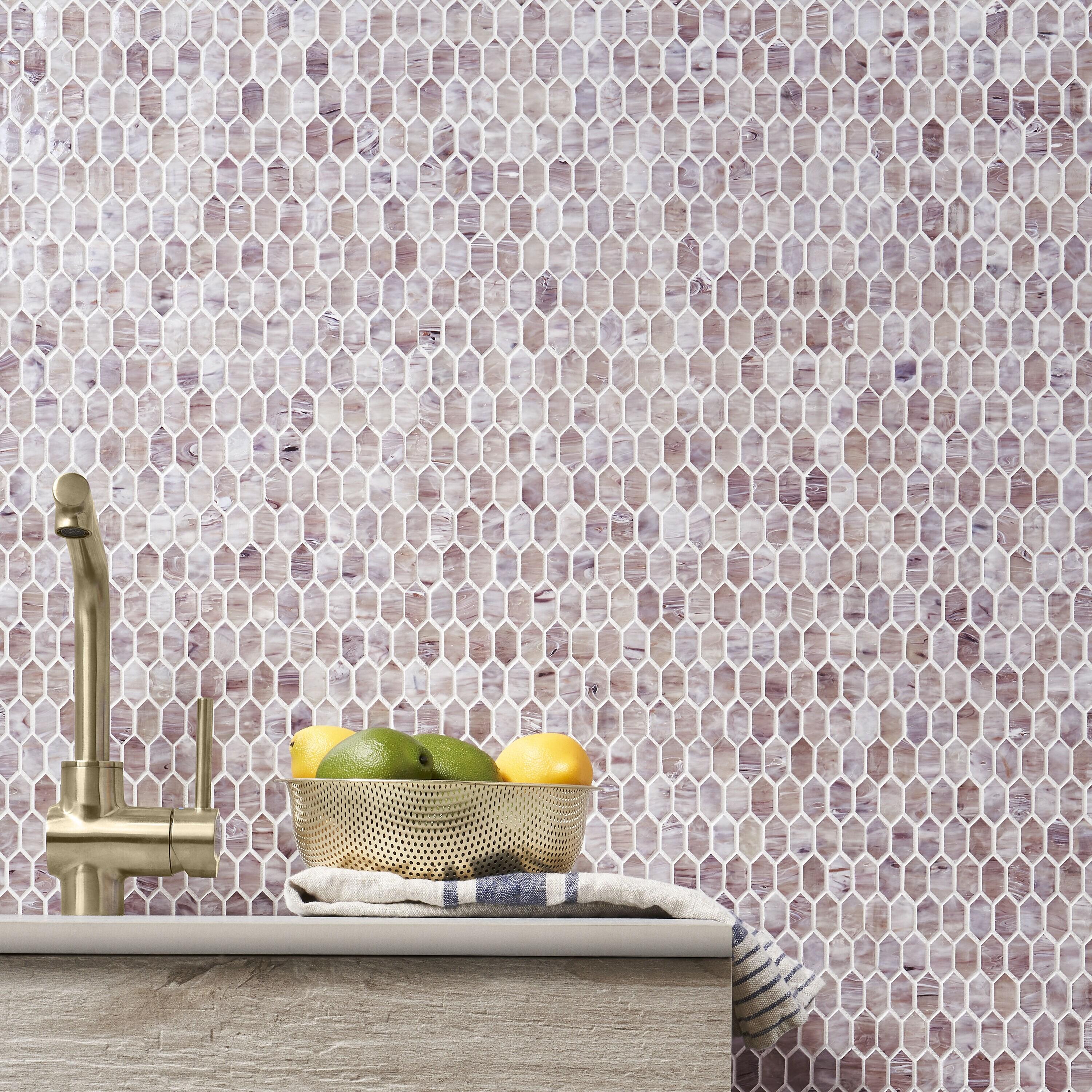 Whisper 11.61" x 11.73" Polished Mini Picket Glass Mosaic Wall Tile (0.94 Sq. Ft. / each)
