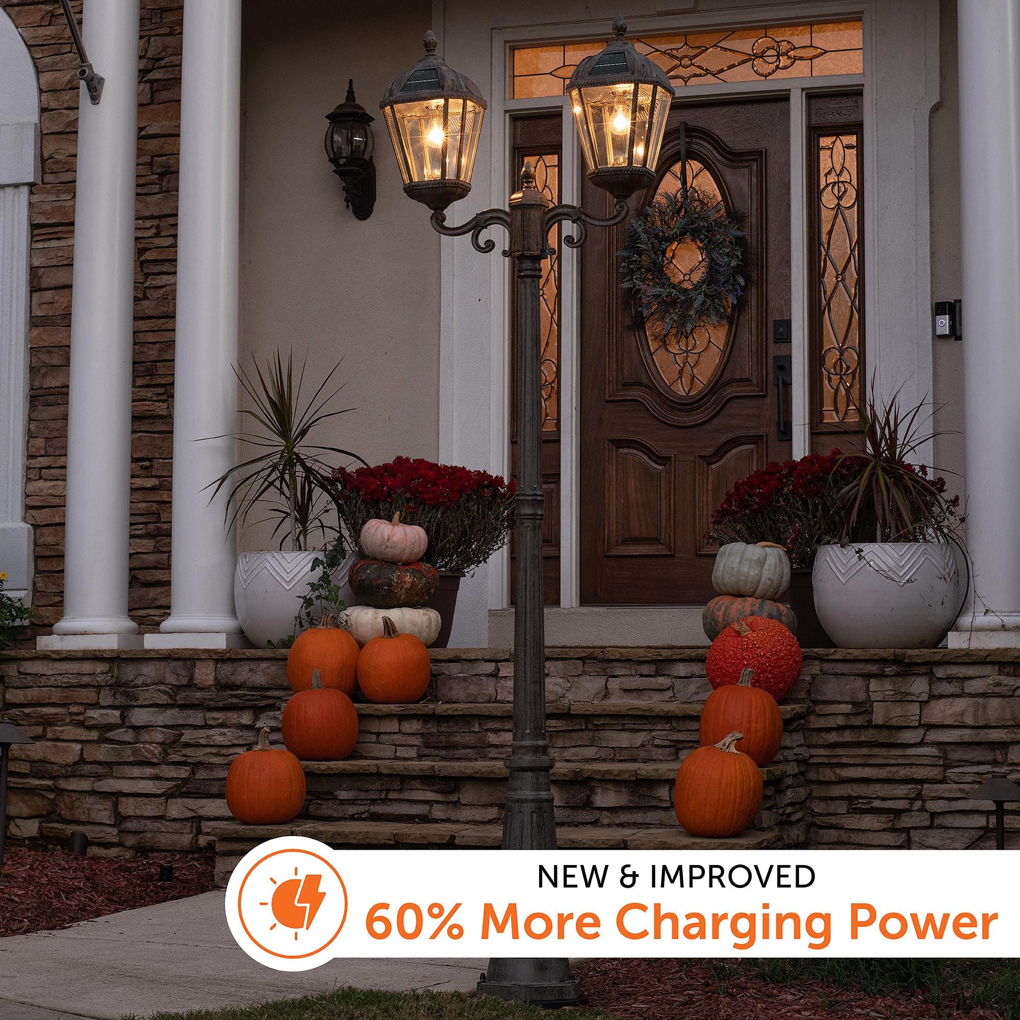Gama Sonic Royal Brown 2-Light 89" H 300 Lumen Solar Powered Lamp Post (Full)