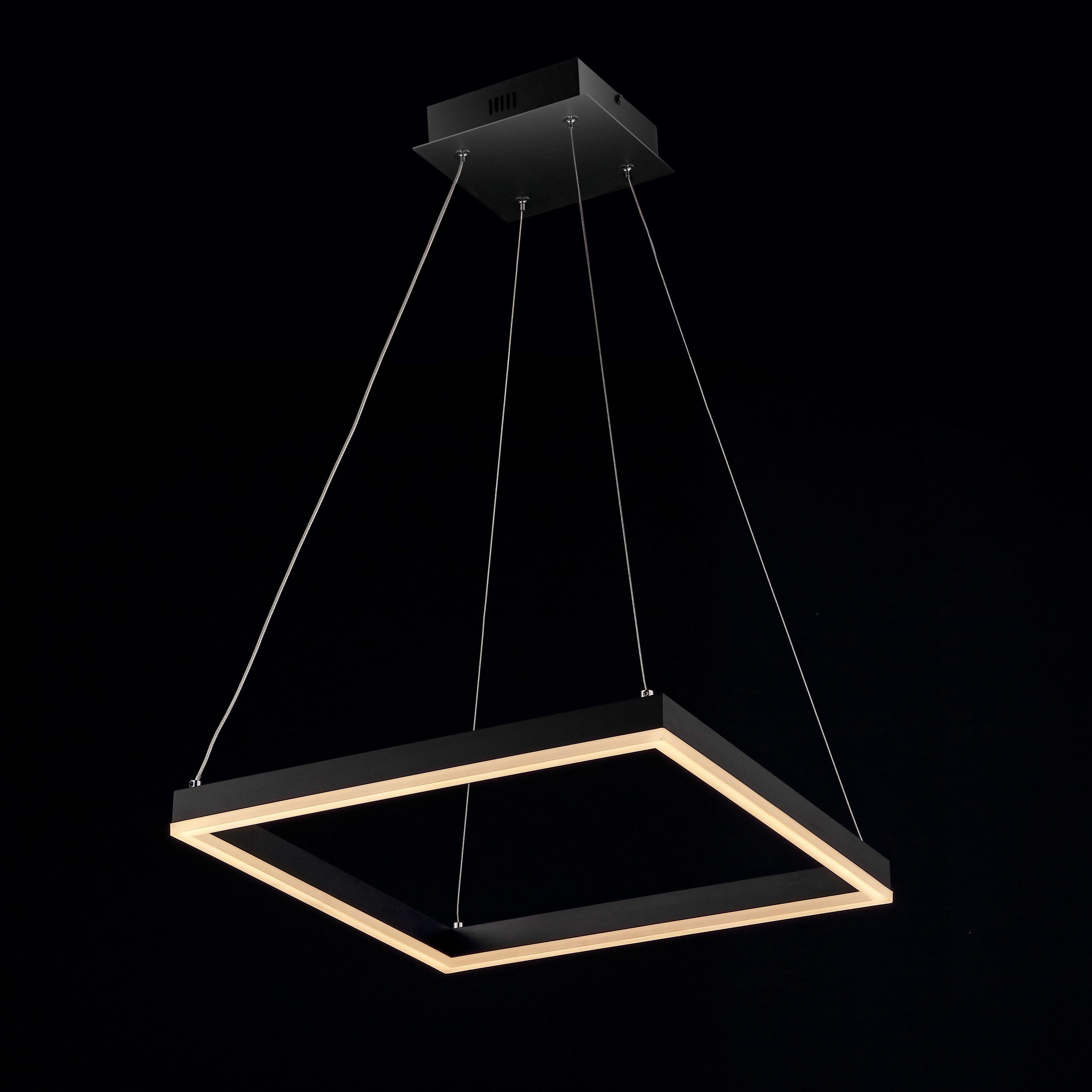 15.75" 1-Light Nero Square Modern Contemporary Aluminum Integrated LED Hoop Pendant Black - JONATHAN Y: ETL Listed, Adjustable Height