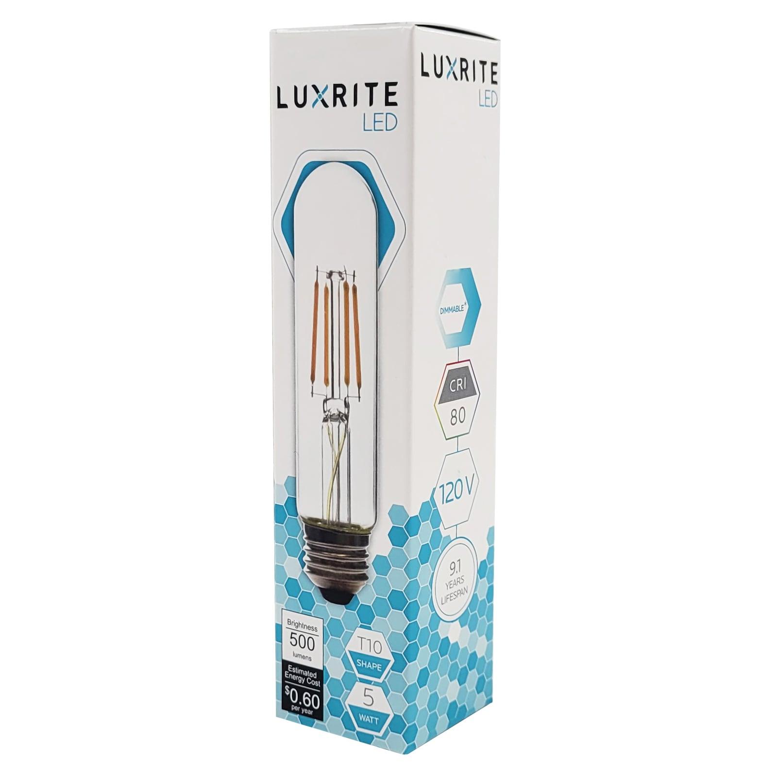Luxrite Vintage T9 LED Tube Light Bulbs 60W Equivalent, 2700K Warm White, 550 Lumens, Dimmable, 5W, E26 Base (4 Pack)
