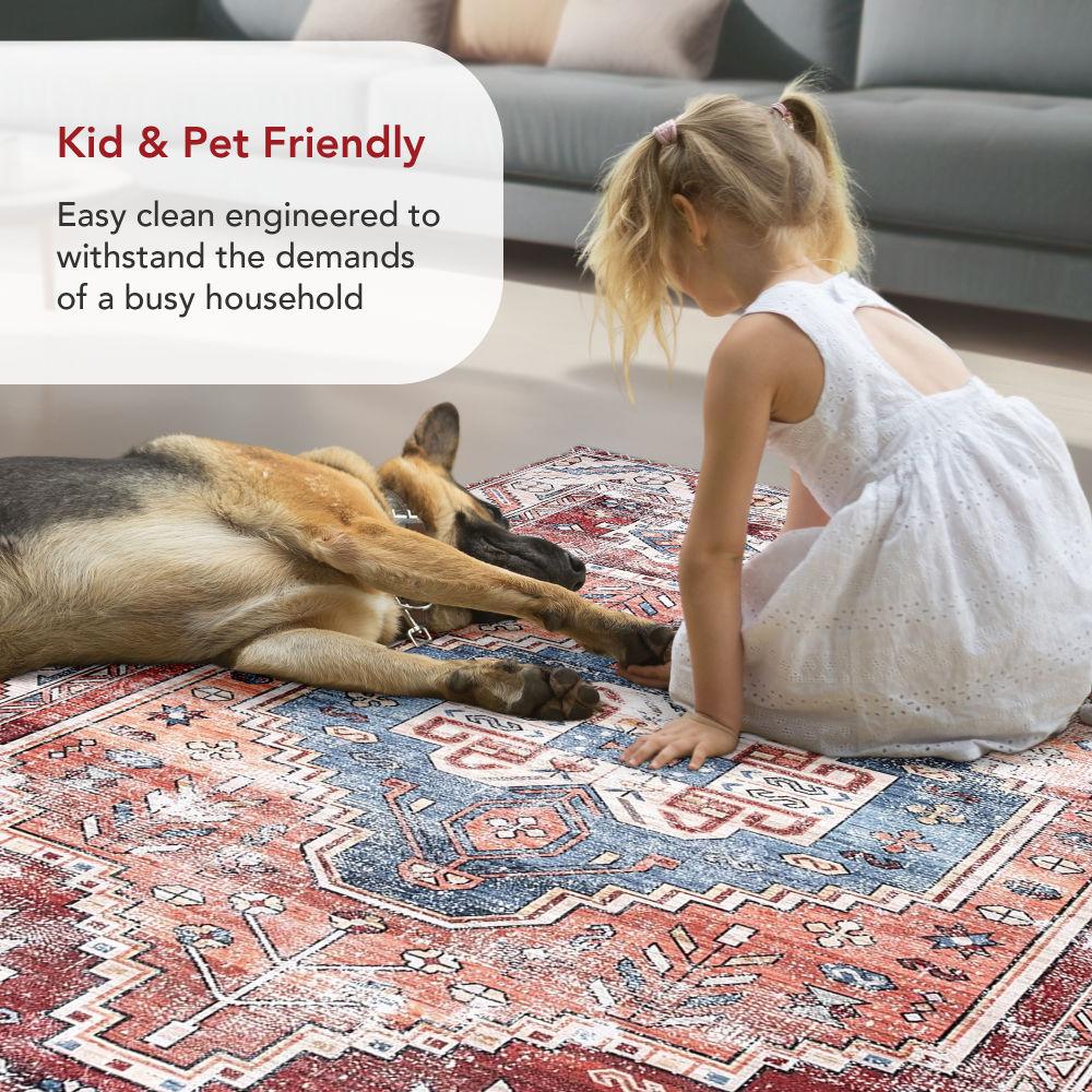 Nuloom Marli Pet Friendly Machine Washable Faded Medallion Area Rug, 5' x 8', Rust